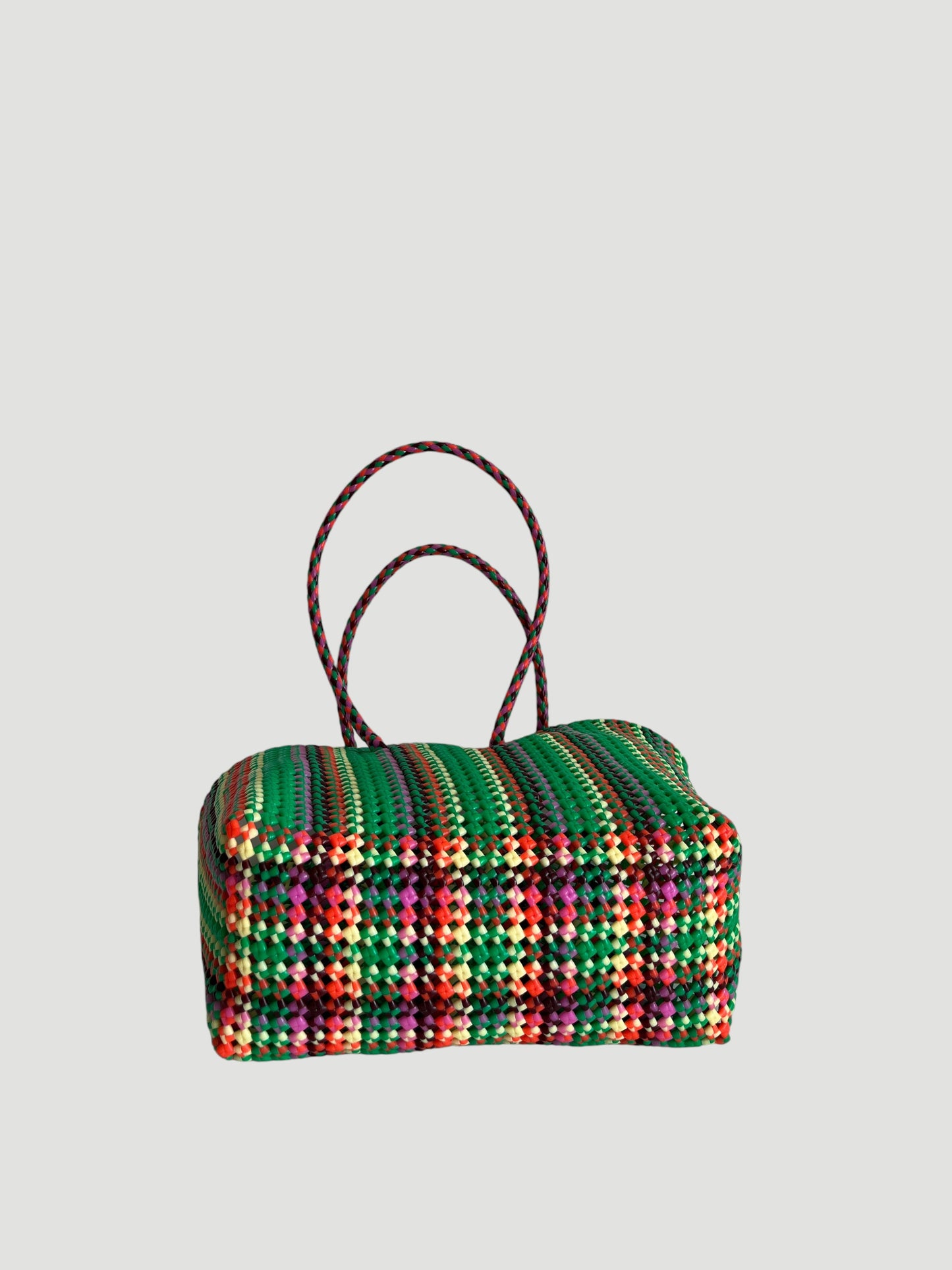 N°419L - SAC PANIER TRESSÉ MAIN - GRAND - multicolors