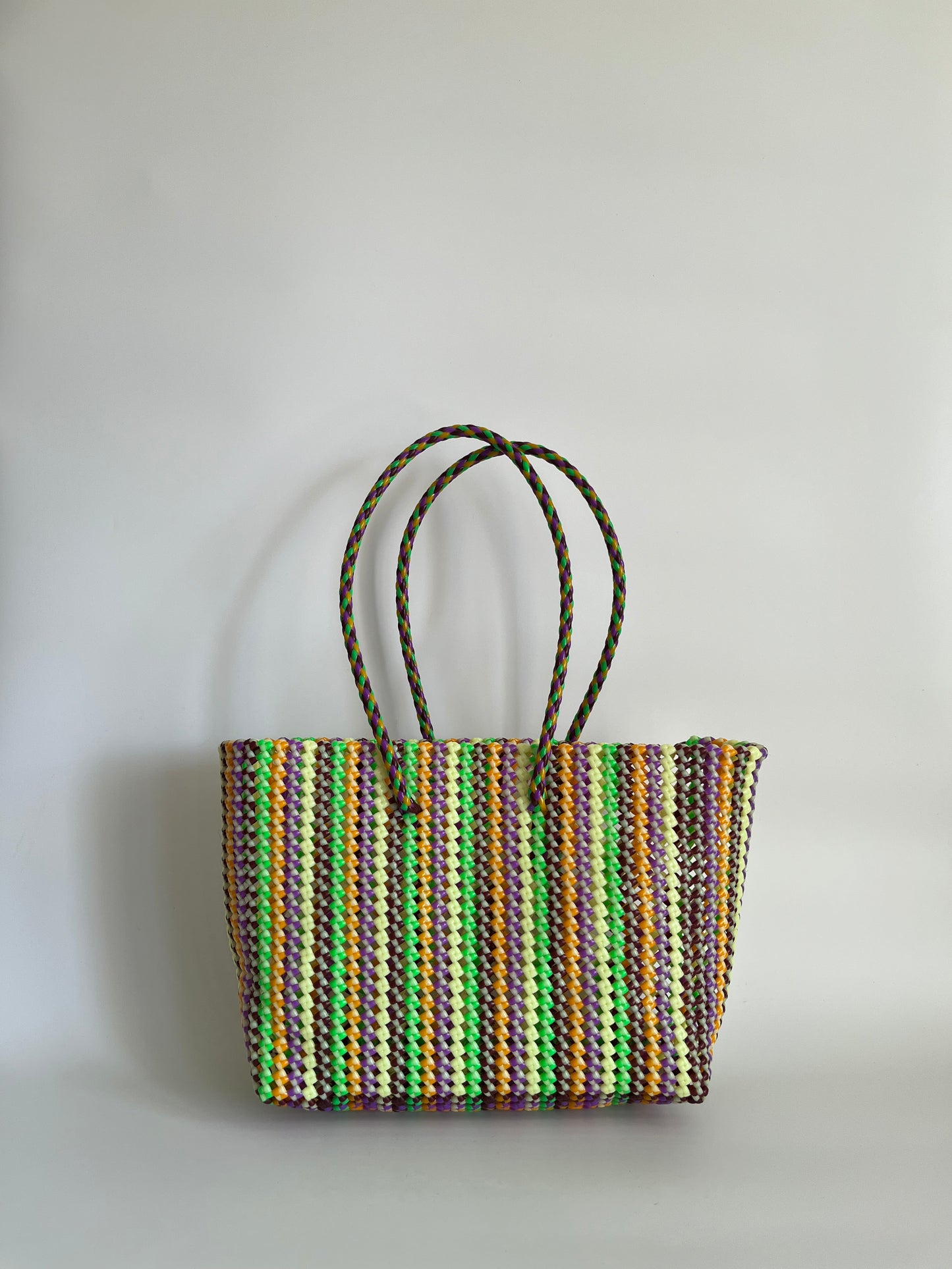 N°422L - SAC CABAS TRESSÉ MAIN - GRAND - multicolors
