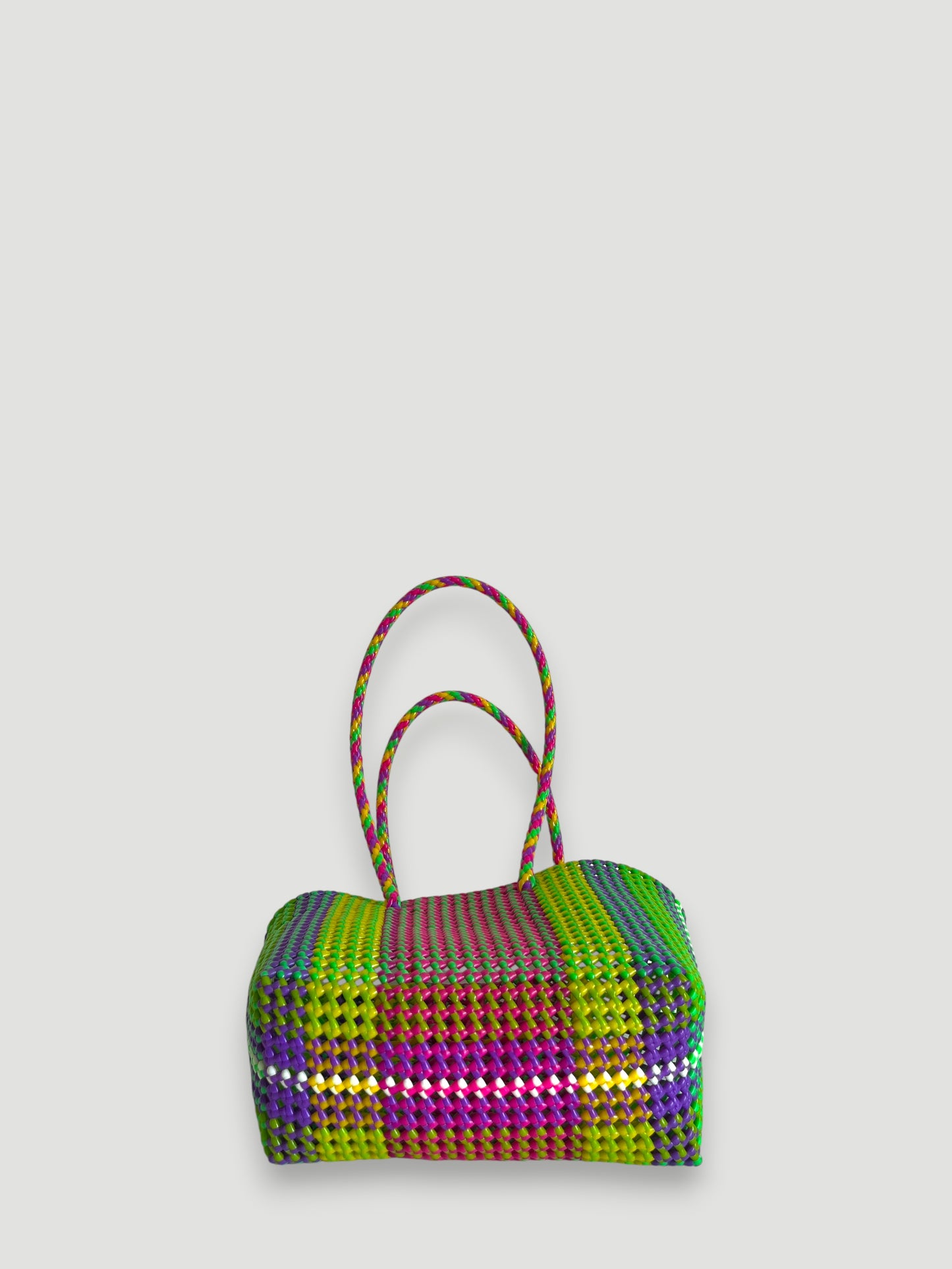 N°442M - SAC PANIER TRESSÉ MAIN - MOYEN - multicolors