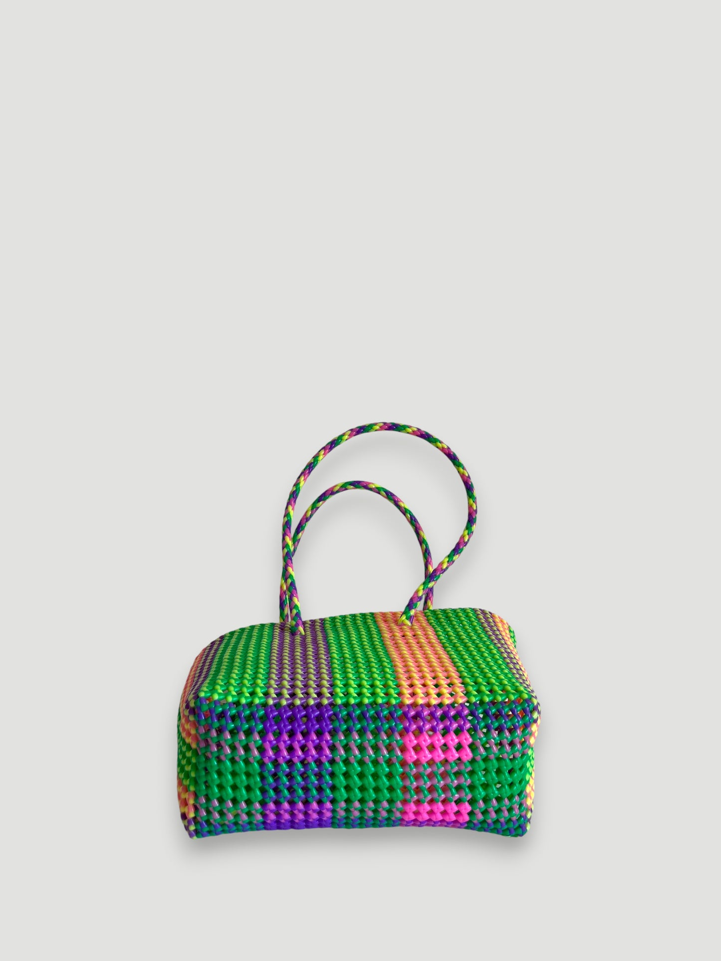 N°446M - SAC PANIER TRESSÉ MAIN - MOYEN - multicolors