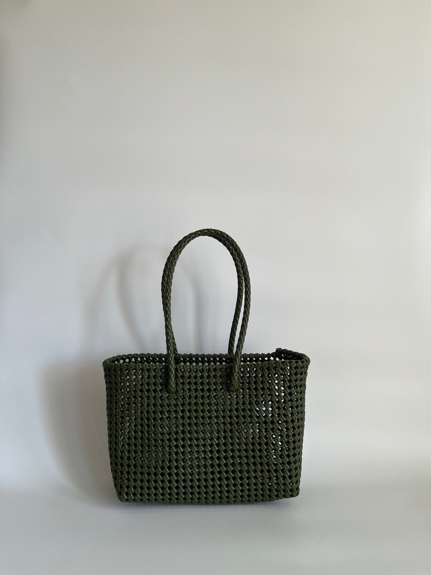 N°45M - SAC CABAS TRESSÉ MAIN - MOYEN - kaki