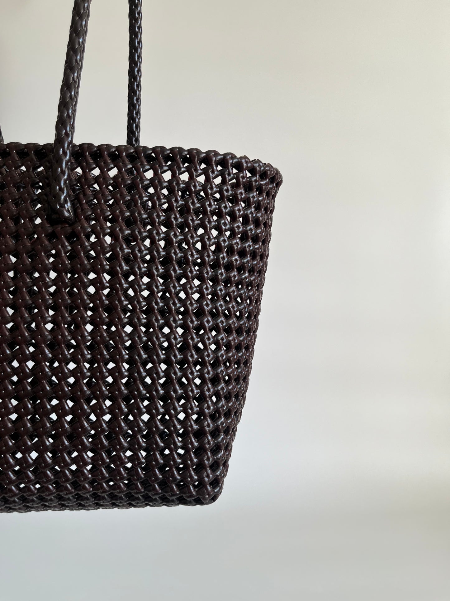 N°266M - SAC CABAS TRESSÉ MAIN - MOYEN - marron