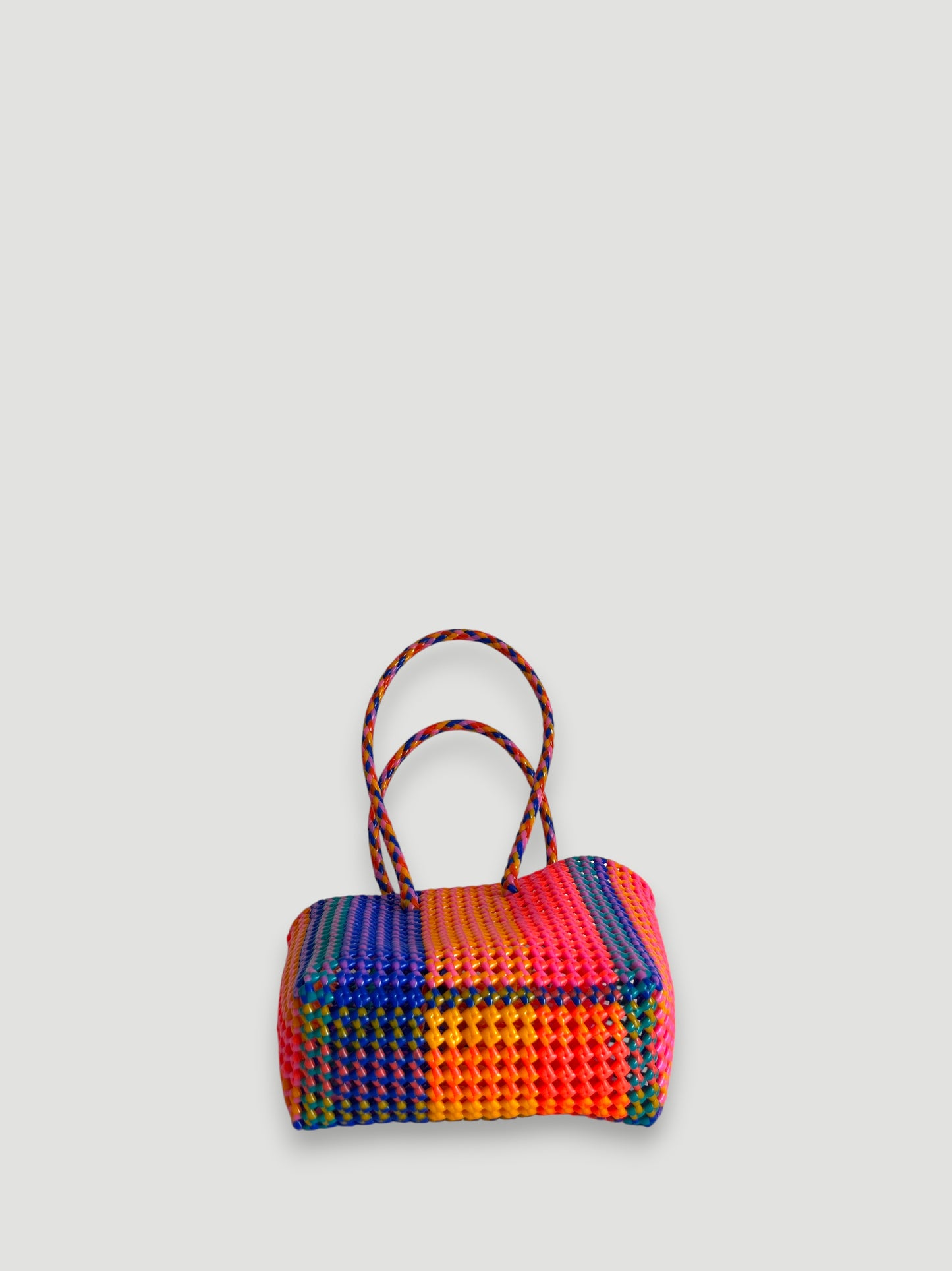 N°455S - SAC PANIER TRESSÉ MAIN - PETIT - multicolors
