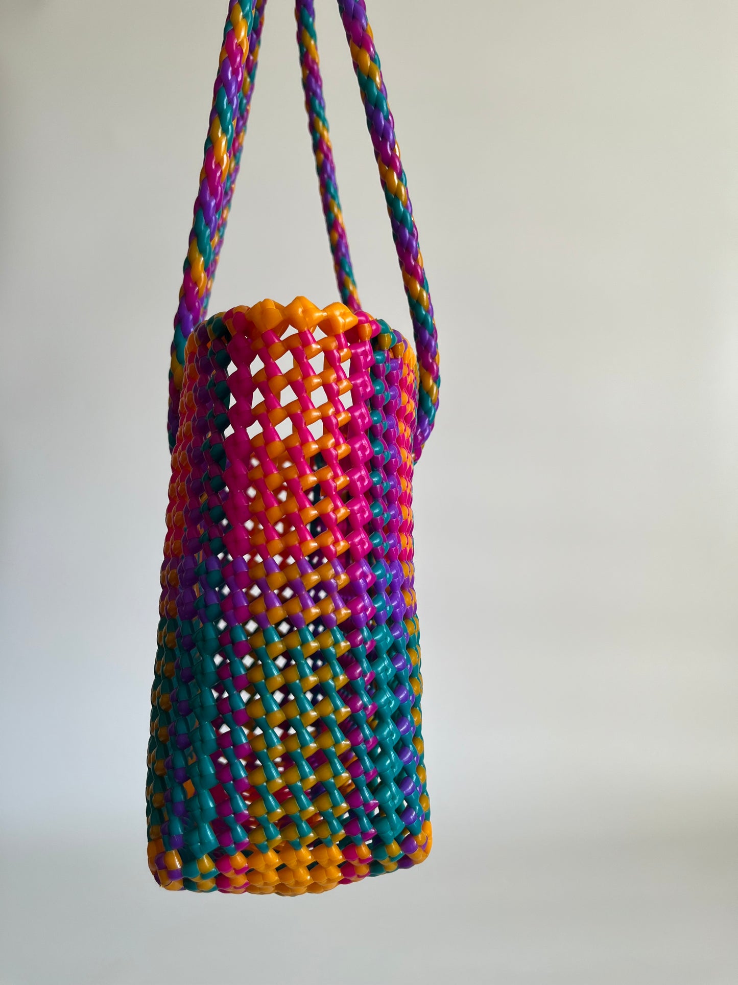N°458S - SAC CABAS TRESSÉ MAIN - PETIT - multicolors