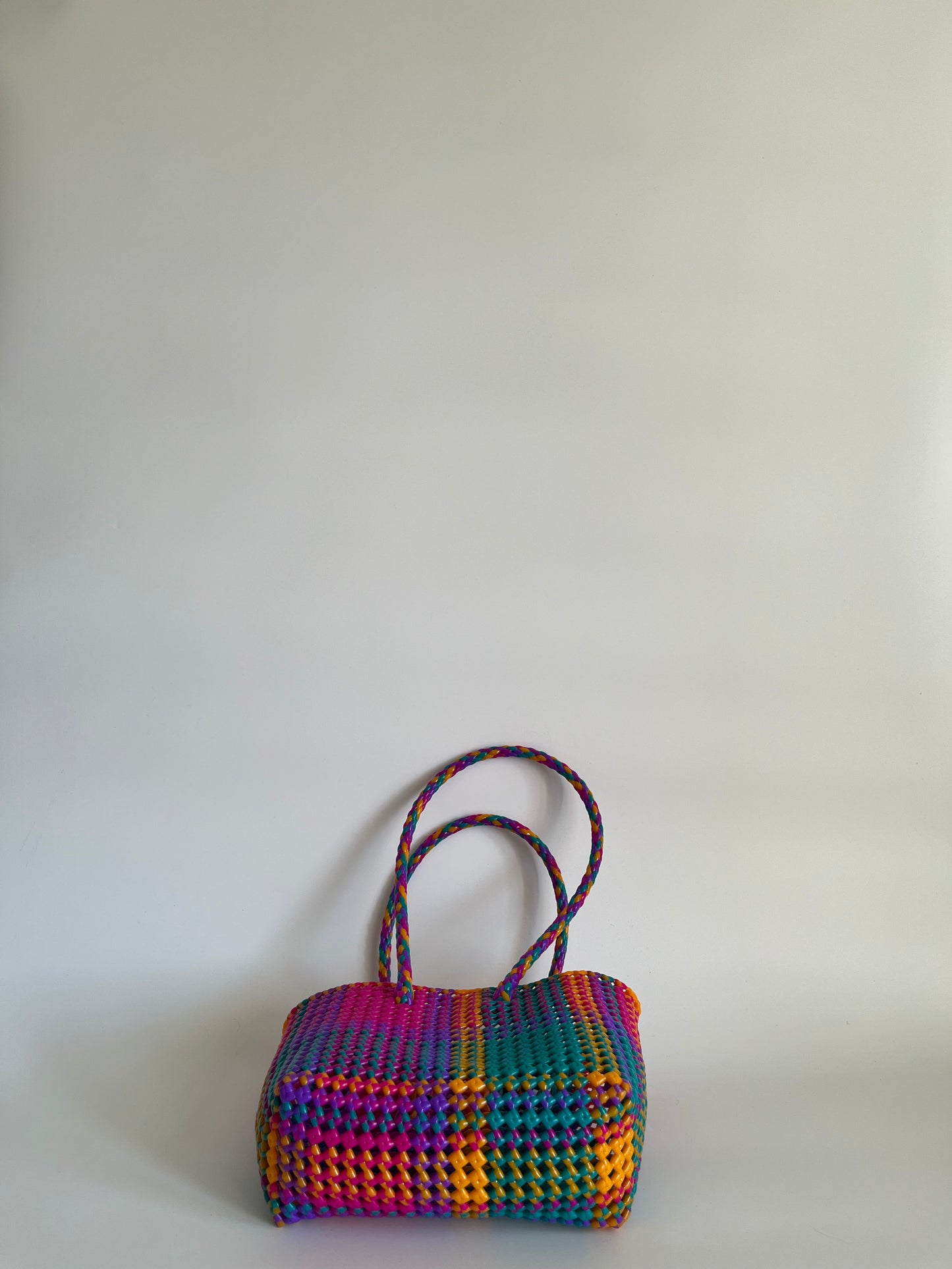 N°458S - SAC CABAS TRESSÉ MAIN - PETIT - multicolors