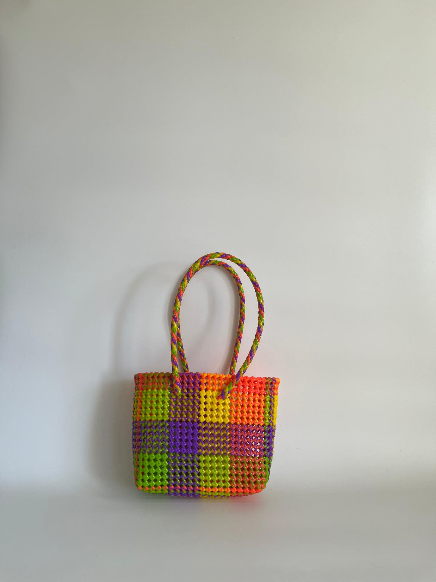 N°460S - SAC CABAS TRESSÉ MAIN - PETIT - multicolors