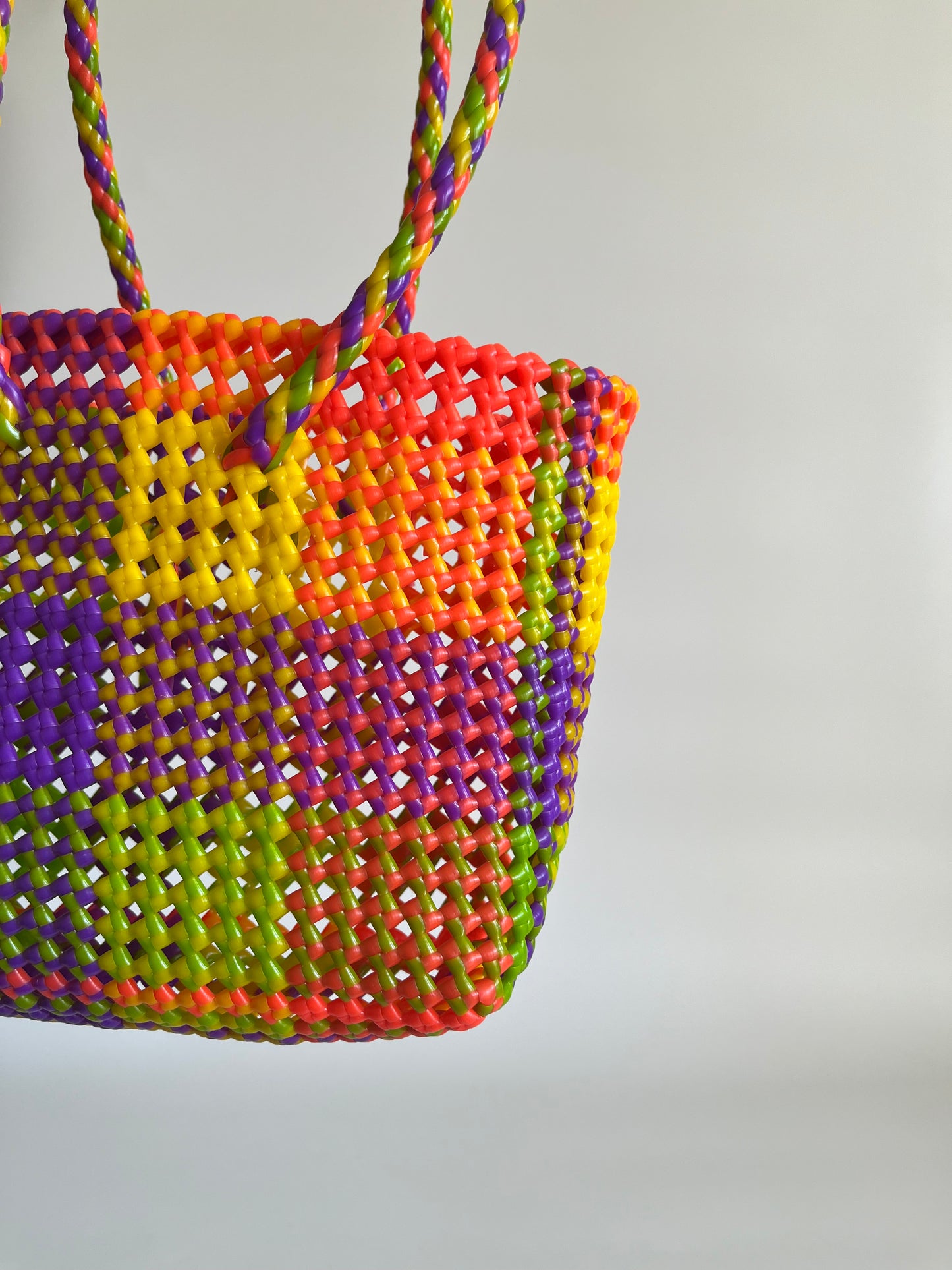 N°460S - SAC CABAS TRESSÉ MAIN - PETIT - multicolors