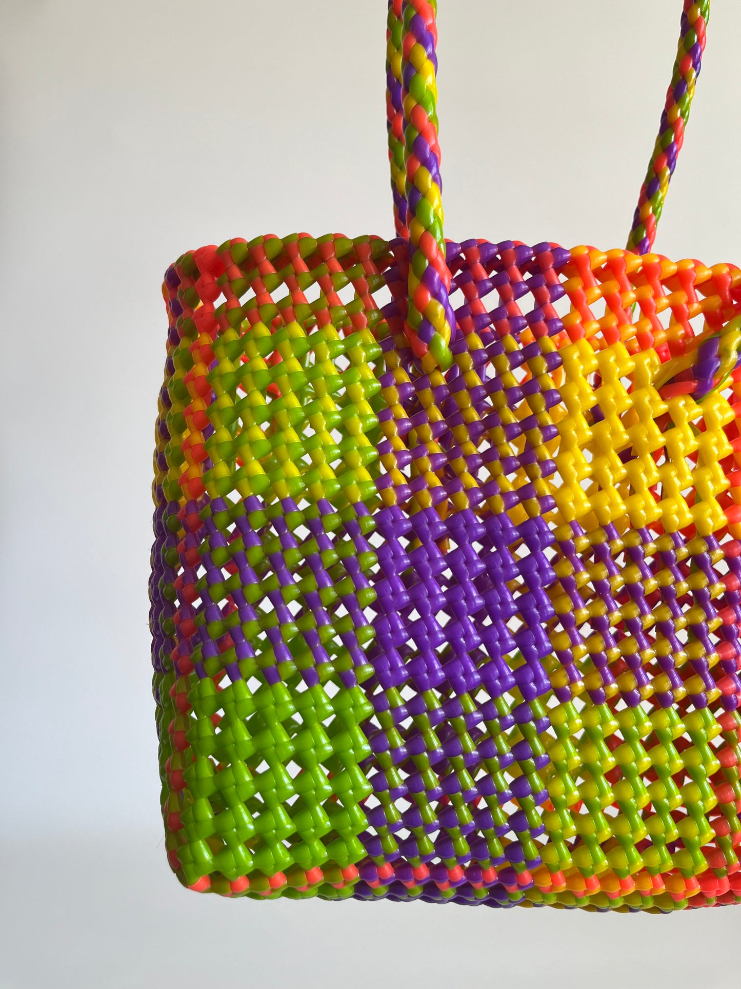 N°460S - SAC CABAS TRESSÉ MAIN - PETIT - multicolors