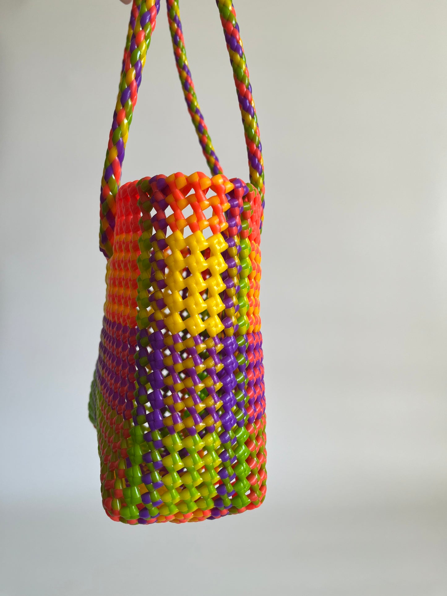 N°460S - SAC CABAS TRESSÉ MAIN - PETIT - multicolors