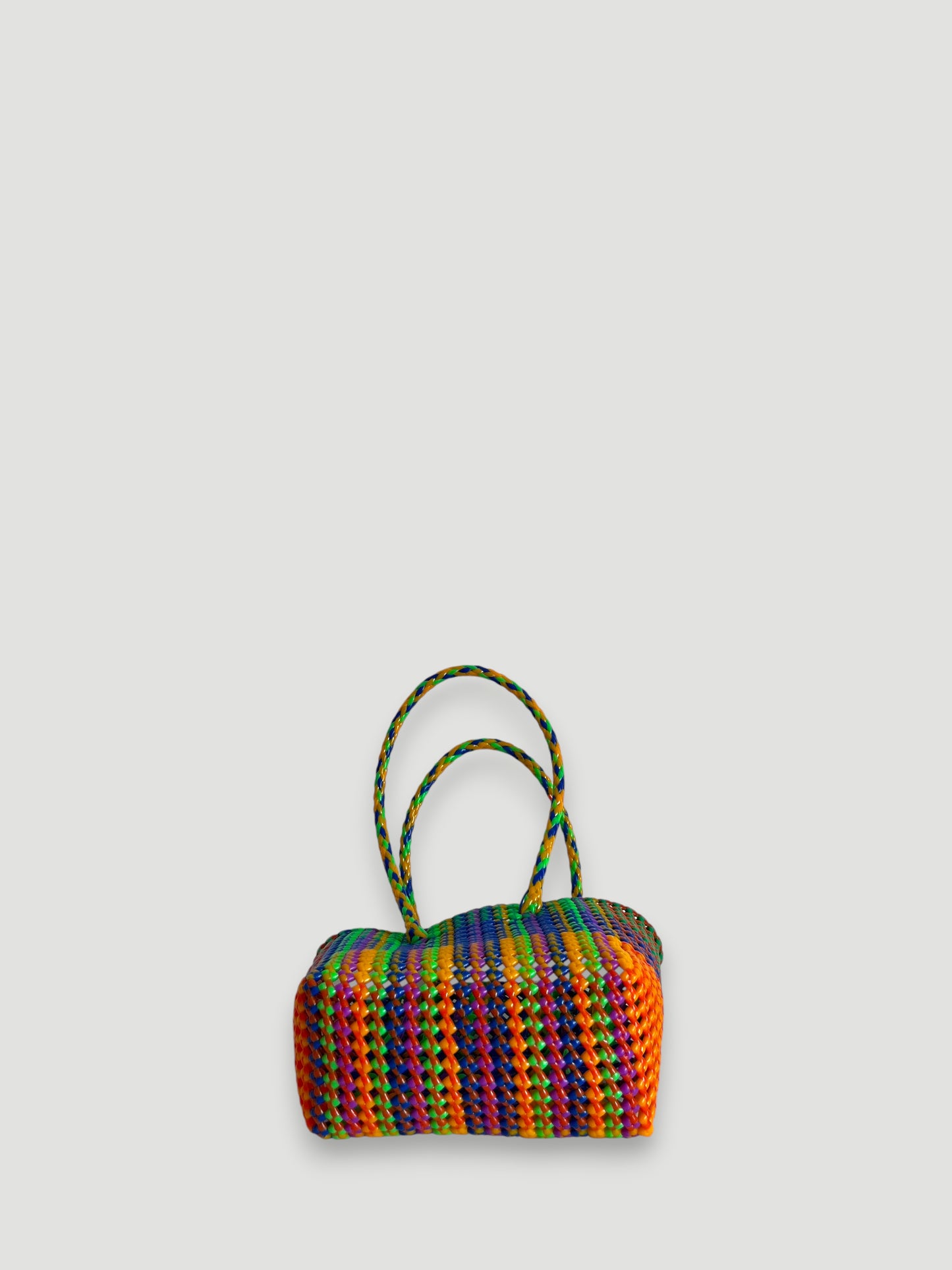 N°461S - SAC PANIER TRESSÉ MAIN - PETIT - multicolors