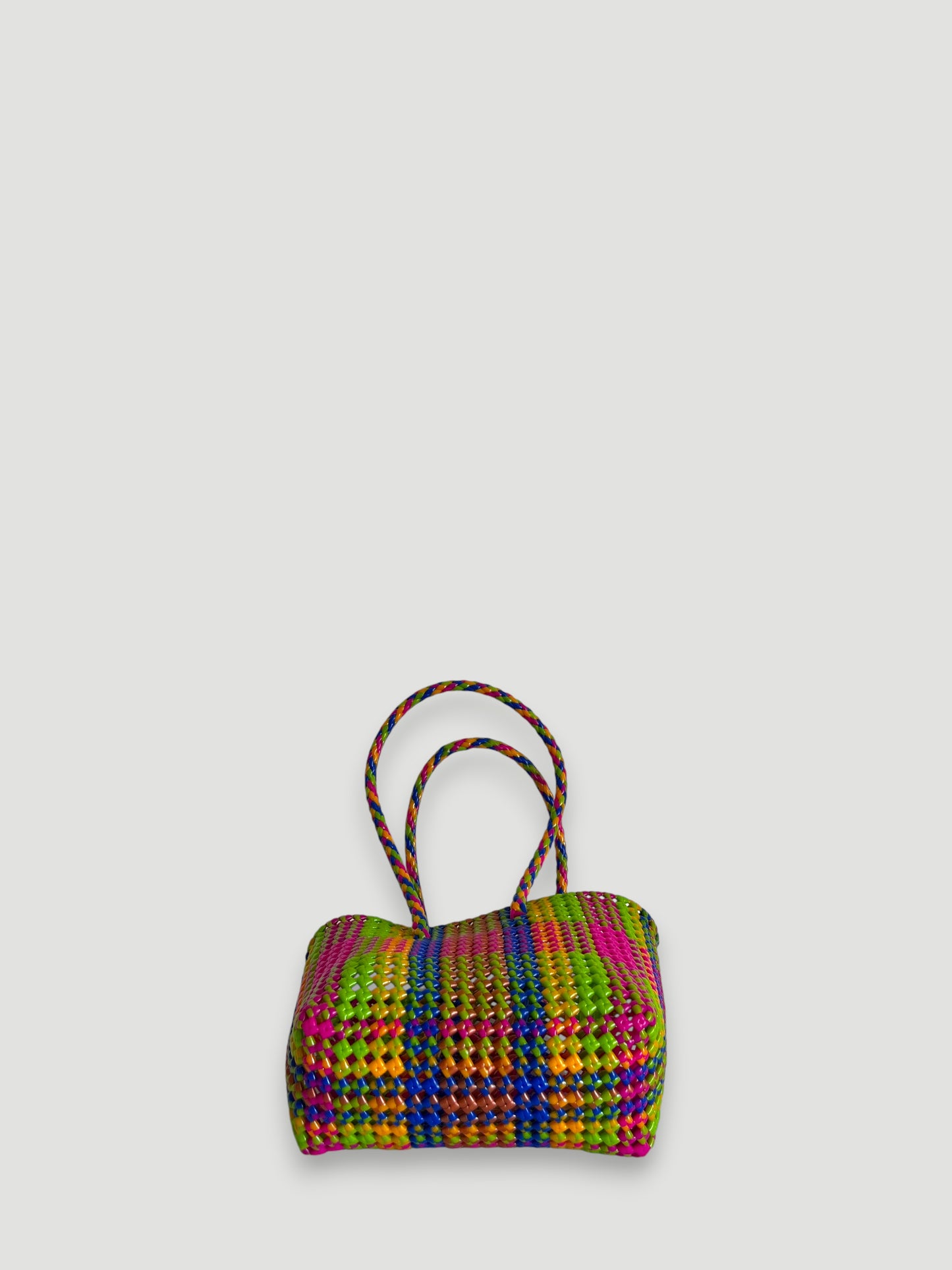 N°462S - SAC PANIER TRESSÉ MAIN - PETIT - multicolors