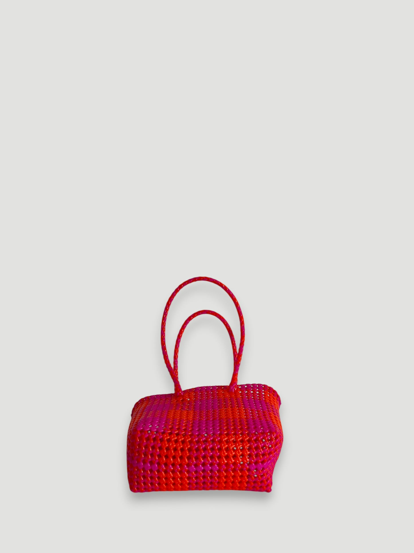 N°97S bis - SAC PANIER IMPARFAIT - PETIT - rose foncé & orange