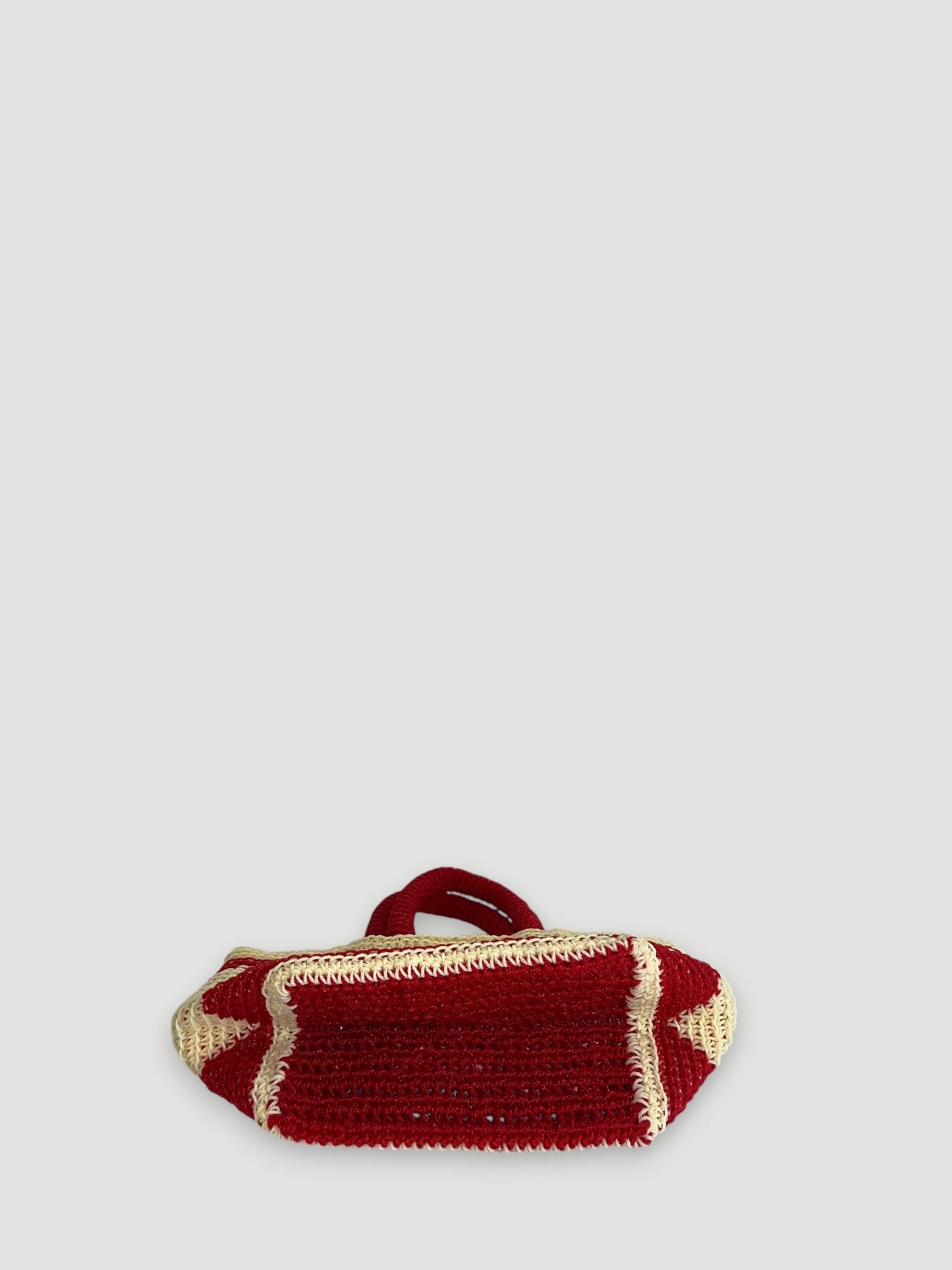 No. 22SC - CROCHET BASKET BAG - MINI - red & cream