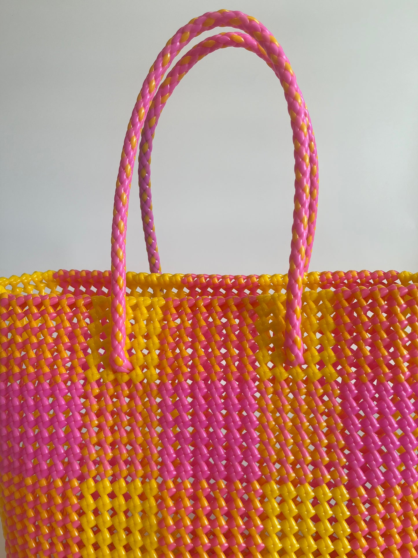N°24L - SAC COLORÉ - GRAND - jaune & rose clair
