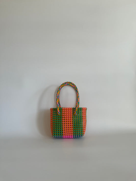 N°247XS - SAC CABAS TRESSÉ MAIN - MINI - multicolors