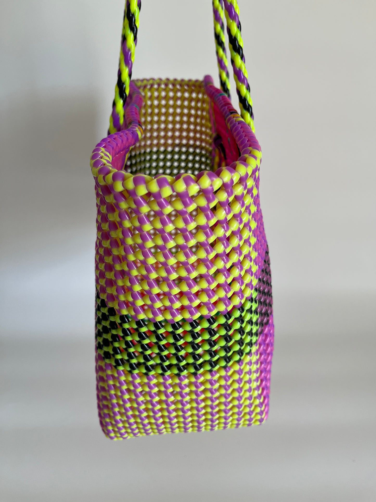 N°219L - SAC CABAS TRESSÉ MAIN - GRAND - multicolors