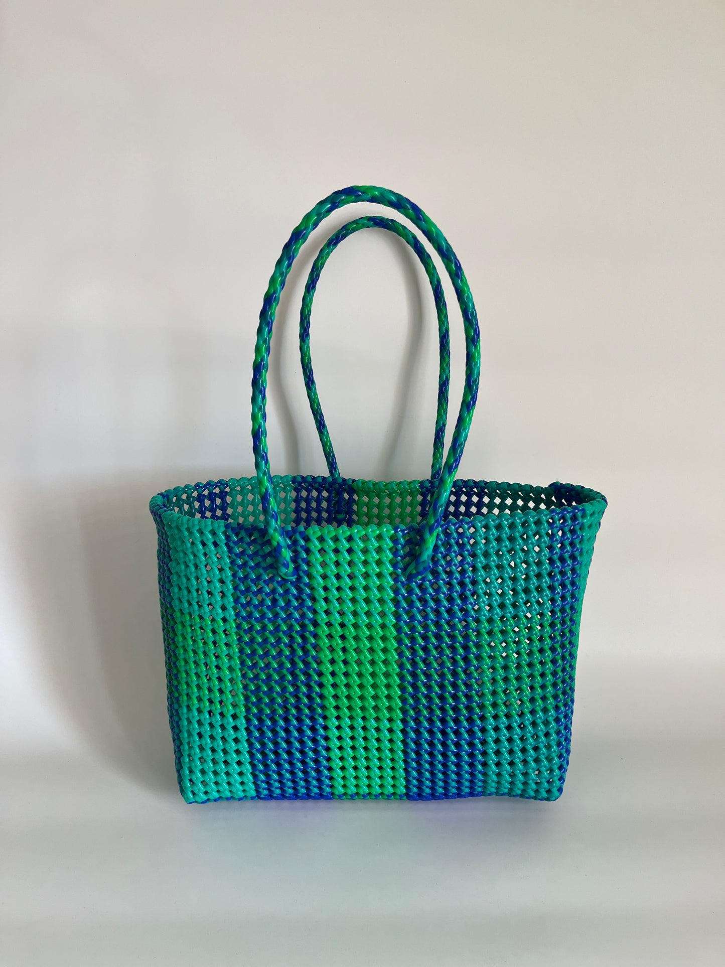 N°368L - SAC CABAS TRESSÉ MAIN - GRAND - multicolors