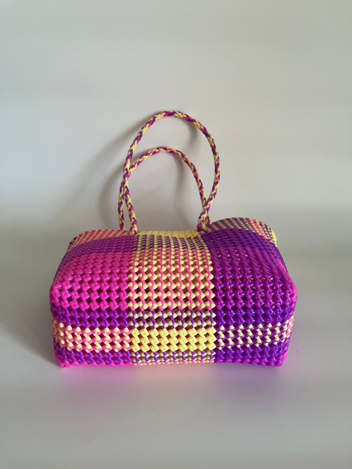 N°490M - SAC CABAS TRESSÉ MAIN - MOYEN - multicolors