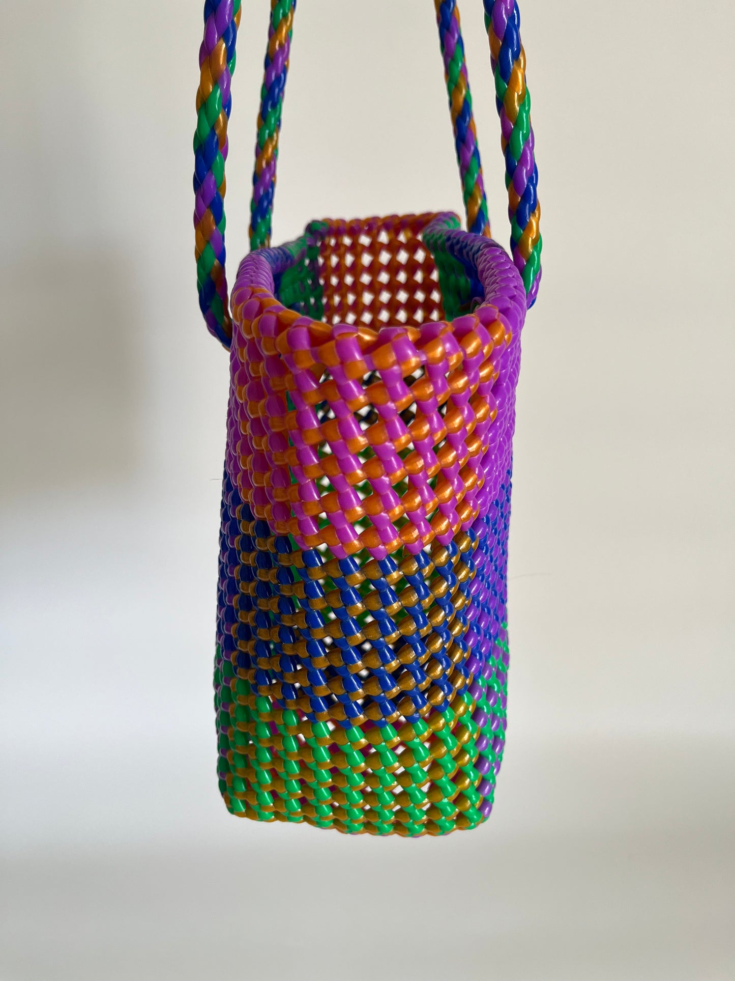N°489S - SAC CABAS TRESSÉ MAIN - PETIT - multicolors