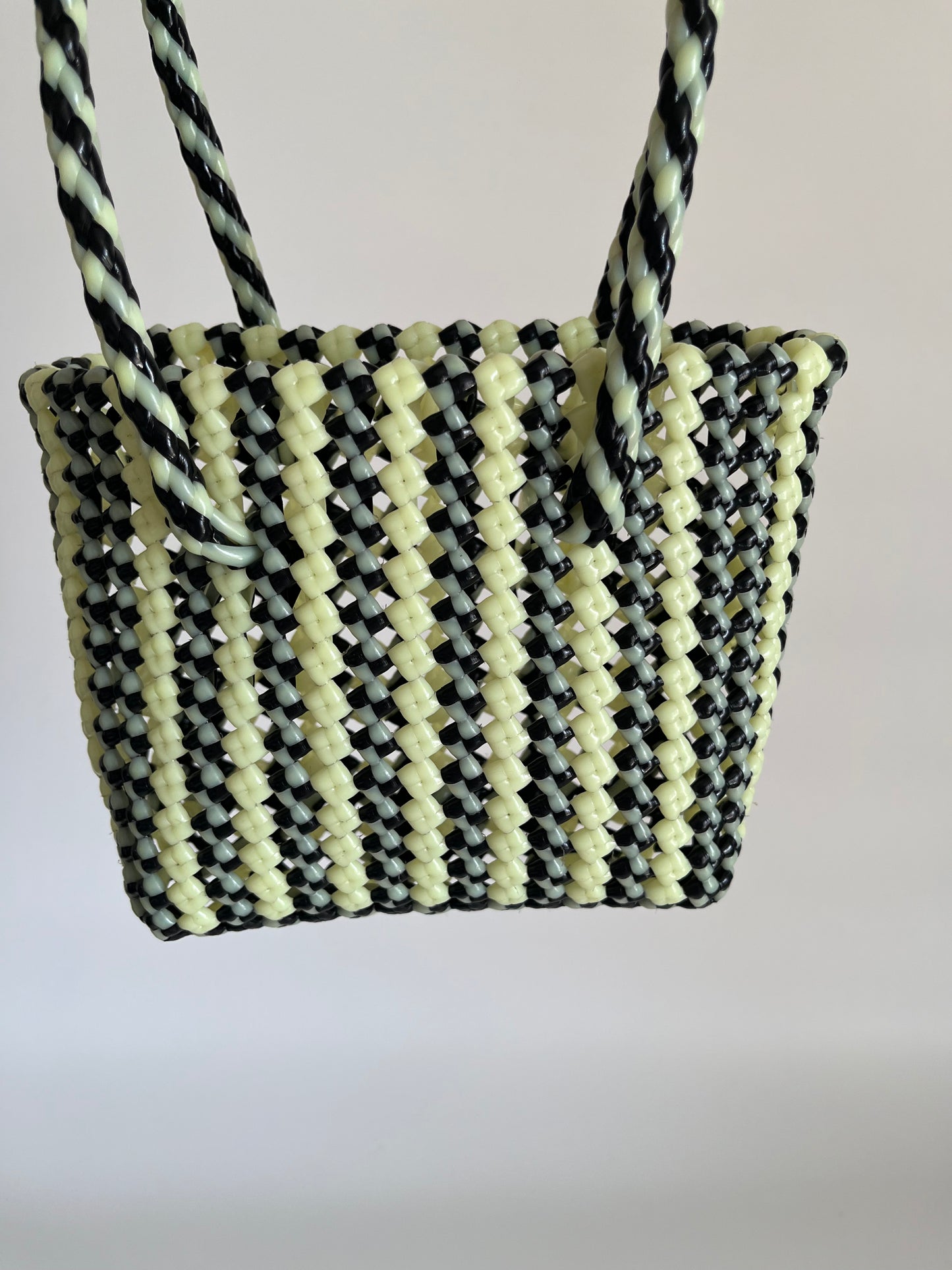 N°34XS bis - SAC CABAS TRESSÉ MAIN - MINI - noir & écru
