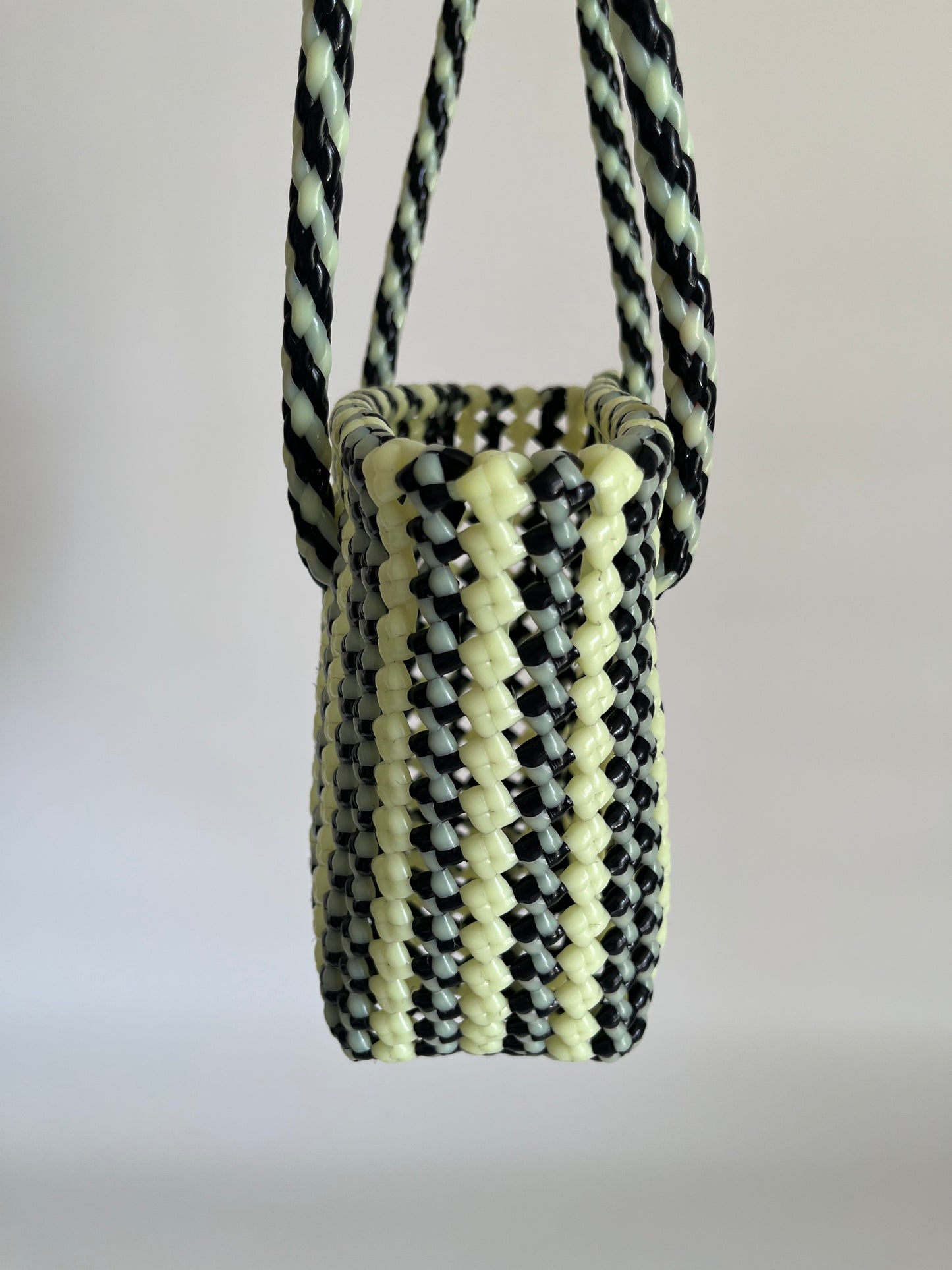 N°34XS bis - SAC CABAS TRESSÉ MAIN - MINI - noir & écru