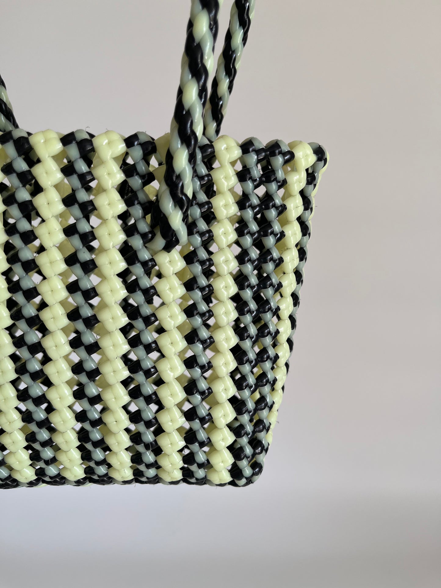 N°34XS bis - SAC CABAS TRESSÉ MAIN - MINI - noir & écru