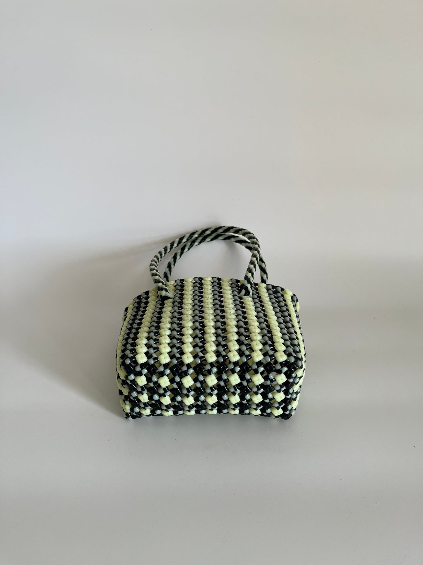 N°34XS bis - SAC CABAS TRESSÉ MAIN - MINI - noir & écru