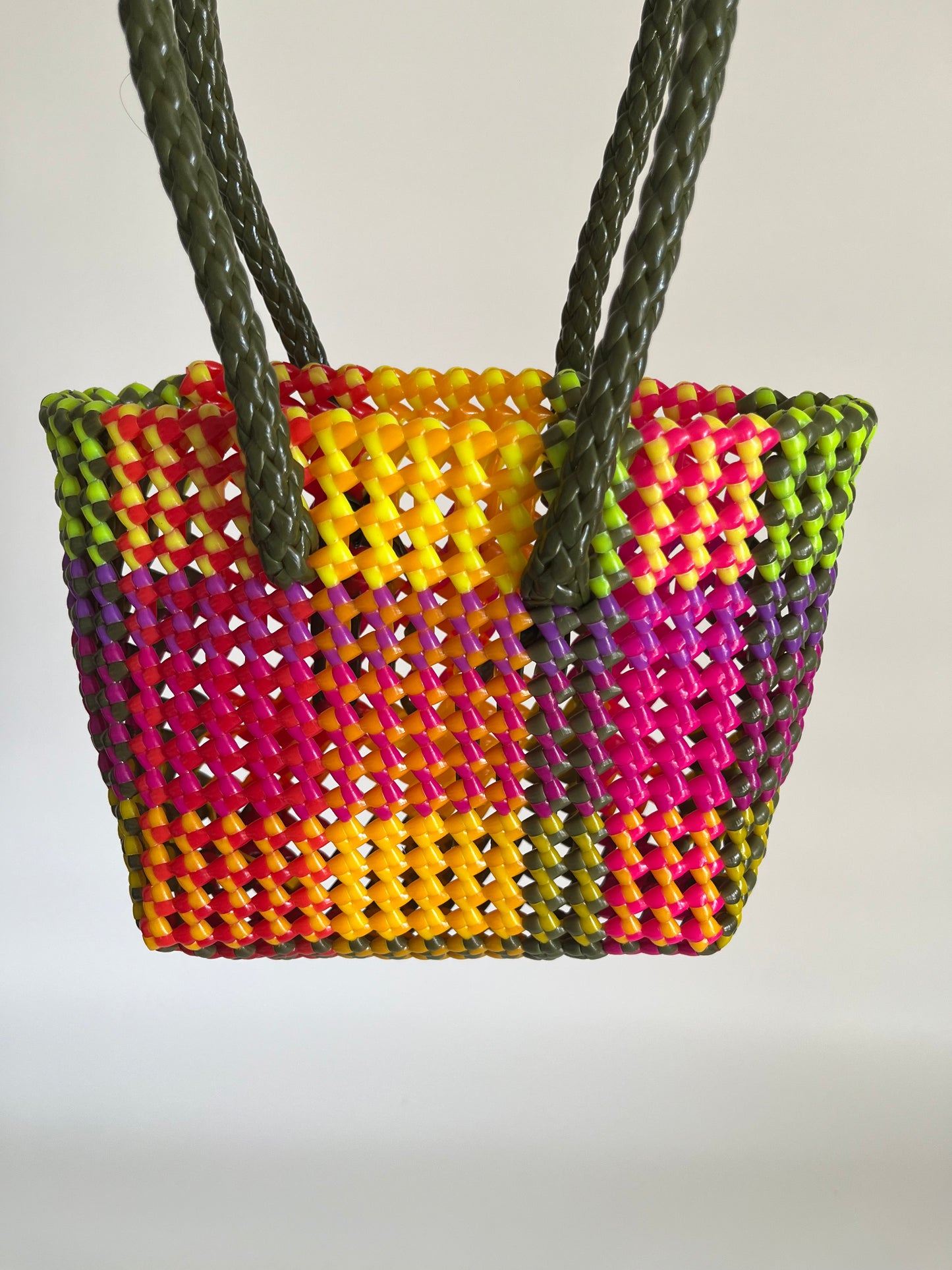 N°234XS - SAC CABAS TRESSÉ MAIN - MINI - multicolors