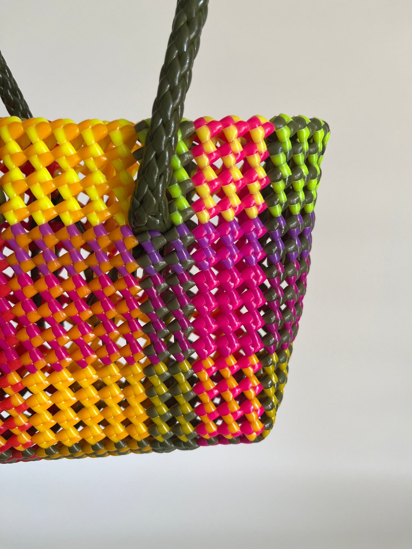 N°234XS - SAC CABAS TRESSÉ MAIN - MINI - multicolors