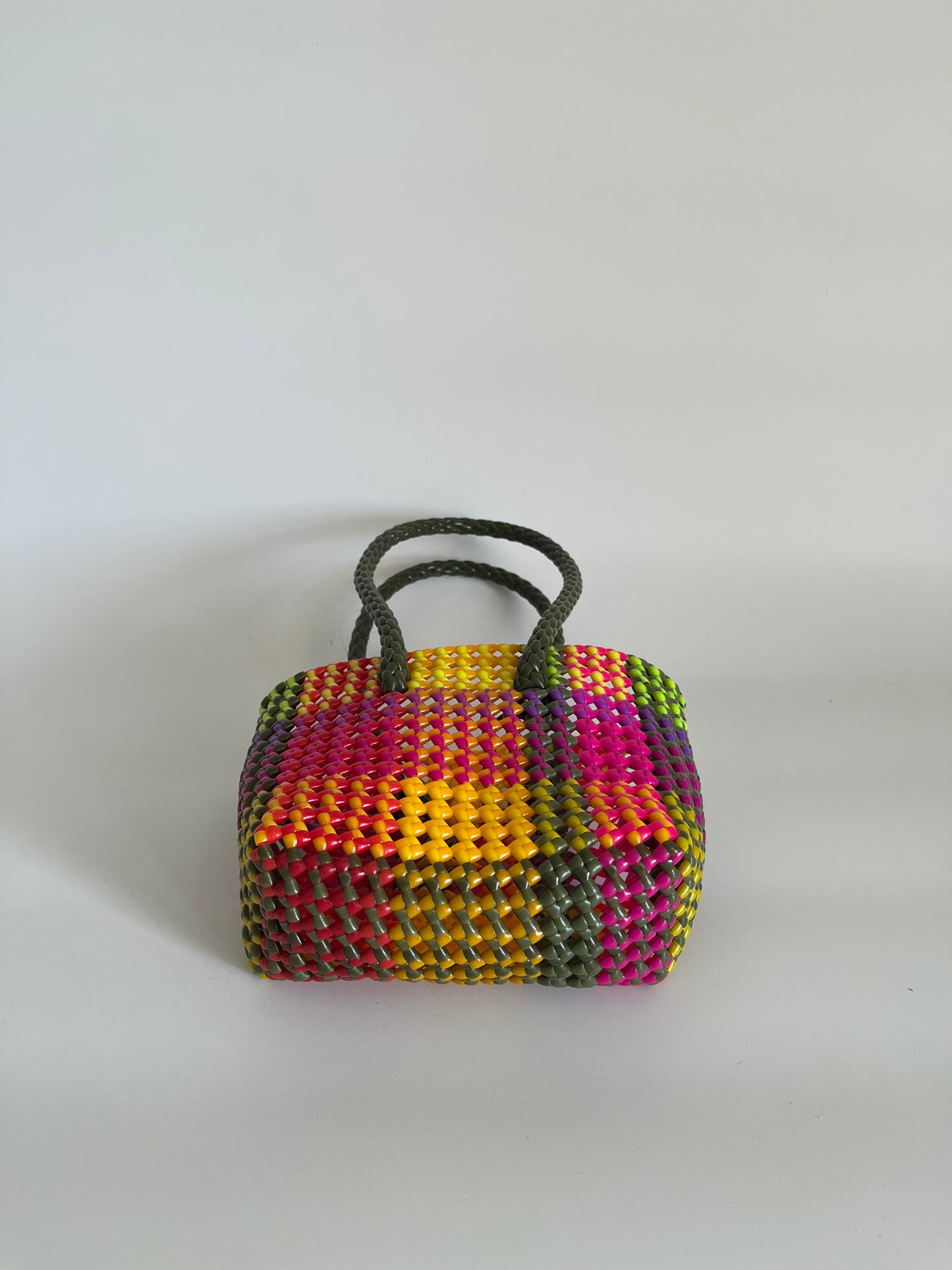 N°234XS - SAC CABAS TRESSÉ MAIN - MINI - multicolors