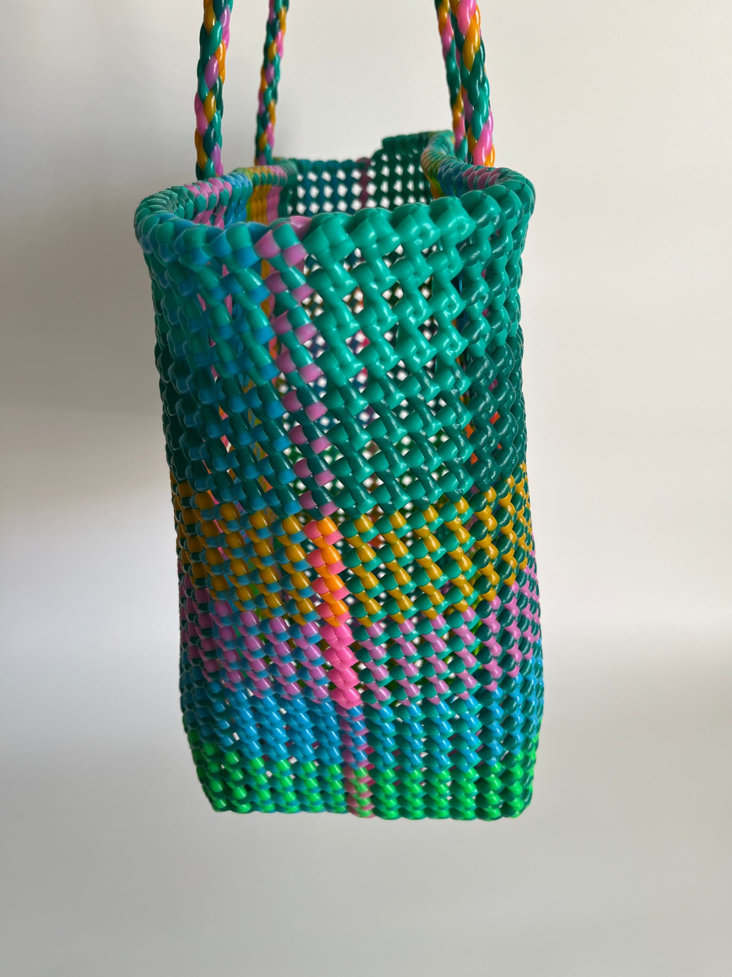 N°488L - SAC CABAS TRESSÉ MAIN - GRAND - multicolors