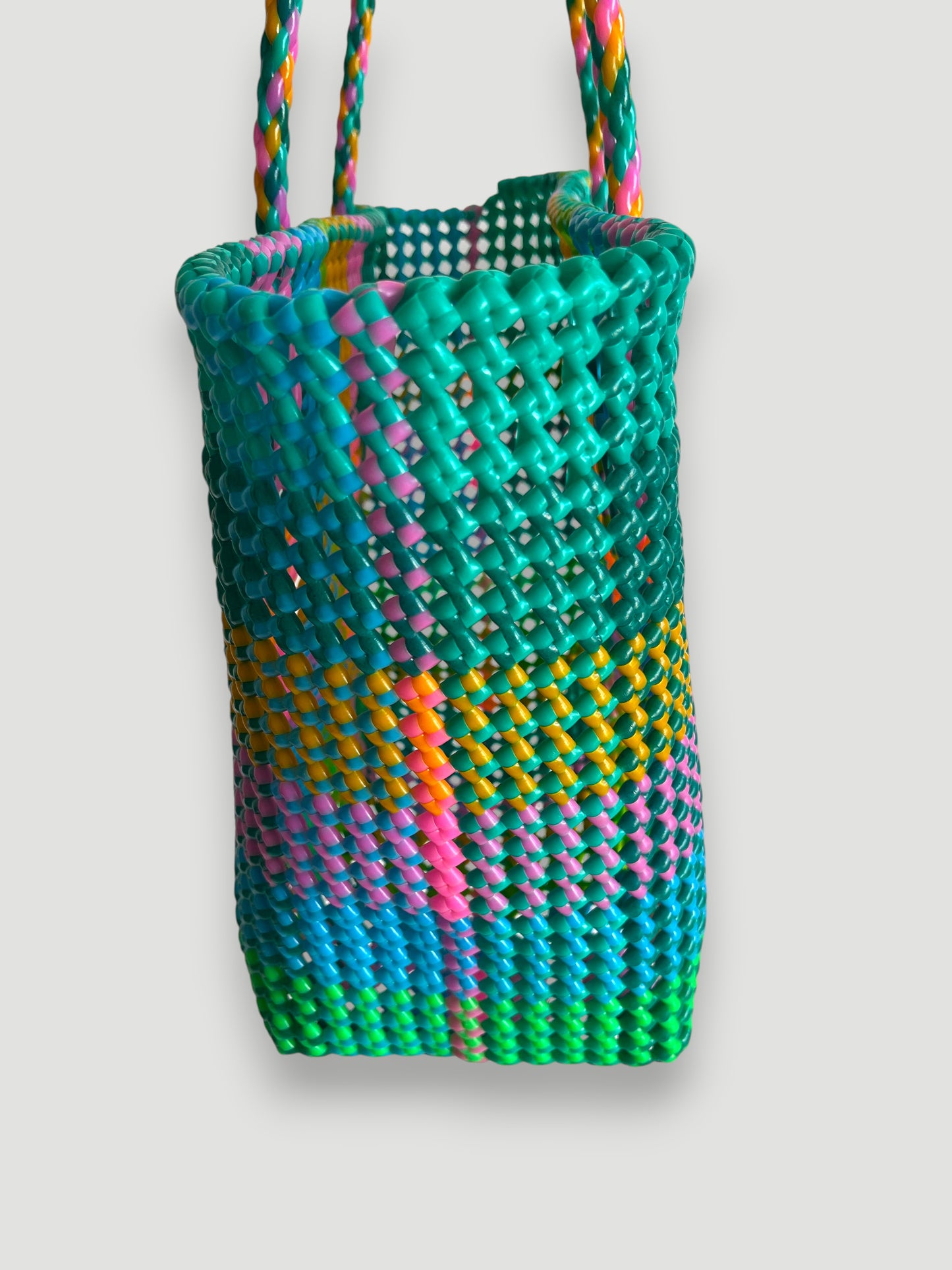 N°488L - SAC PANIER TRESSÉ MAIN - GRAND - multicolors