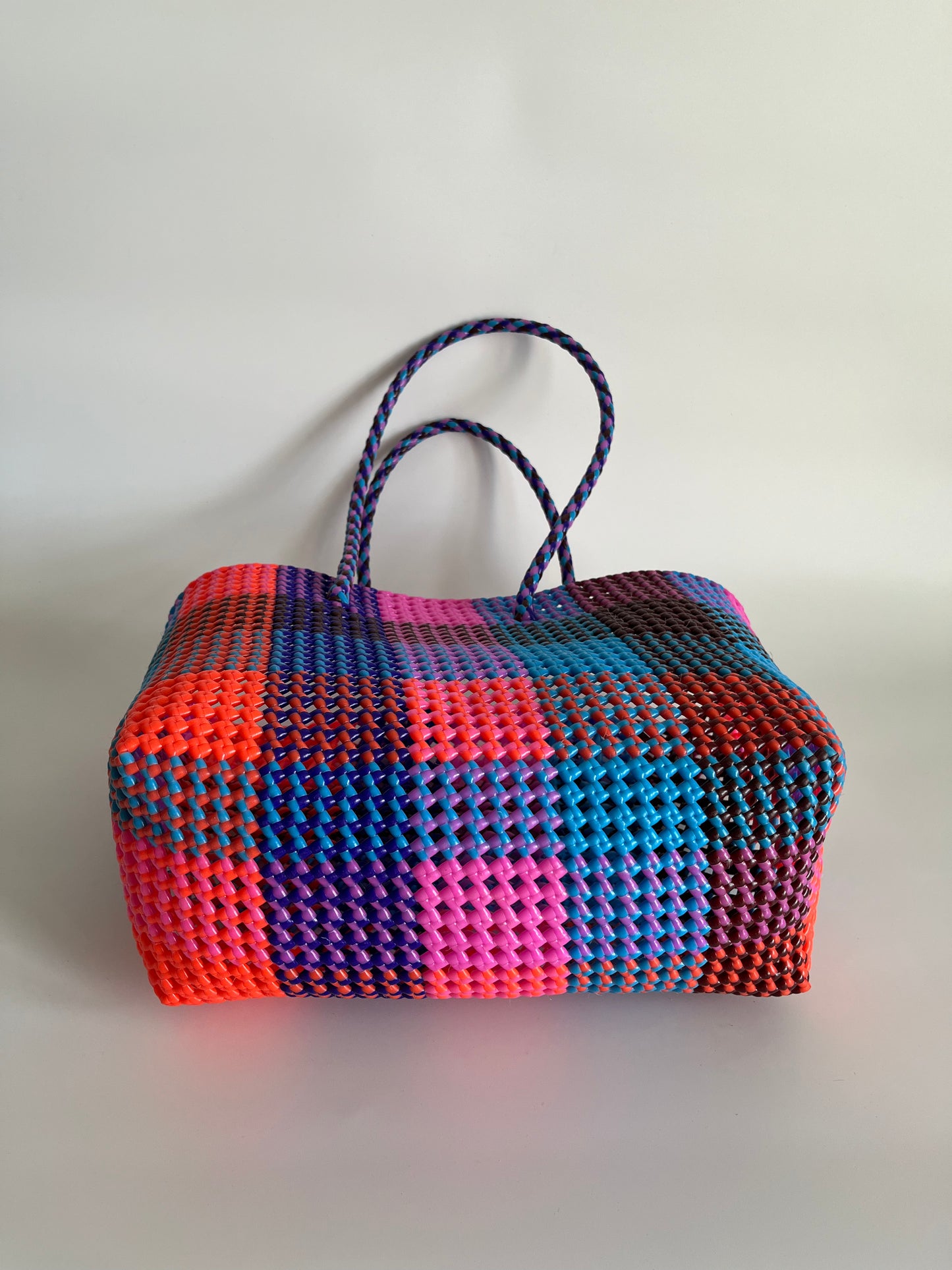 N°485L - SAC CABAS TRESSÉ MAIN - GRAND - multicolors