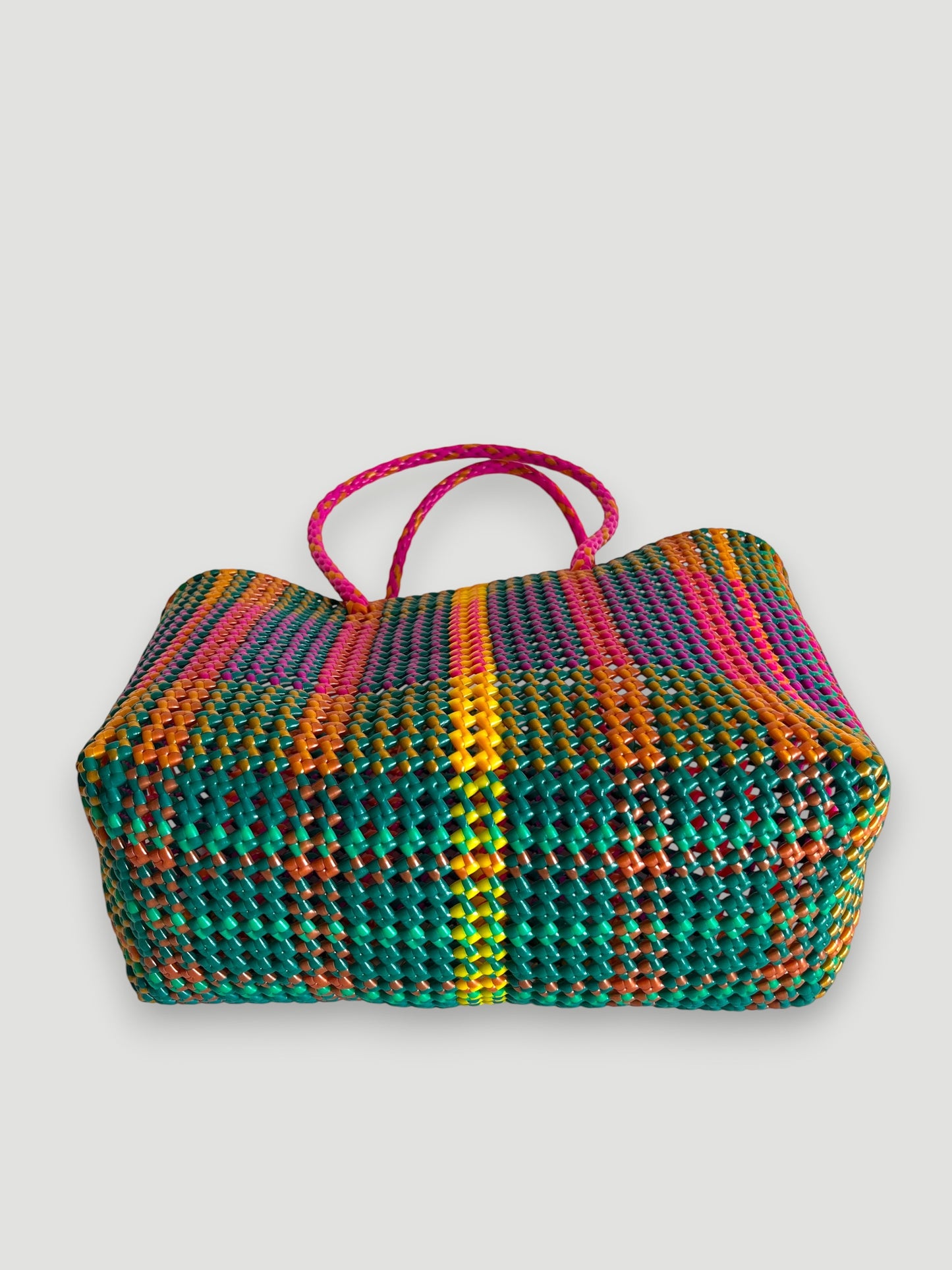 N°484L - SAC PANIER TRESSÉ MAIN - GRAND - multicolors