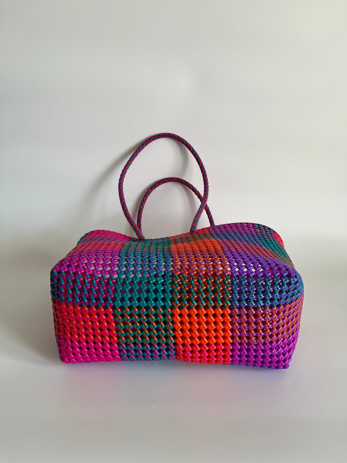 N°483L - SAC CABAS TRESSÉ MAIN - GRAND - multicolors