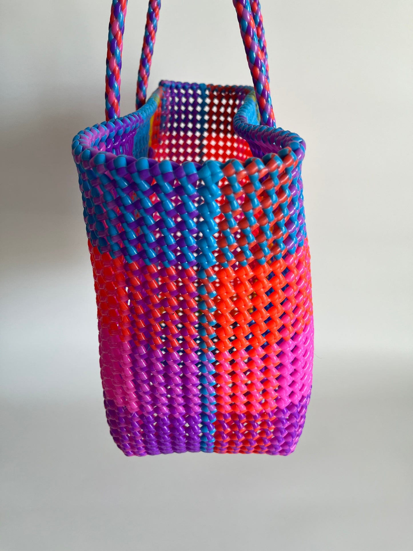 N°482L - SAC CABAS TRESSÉ MAIN - GRAND - multicolors