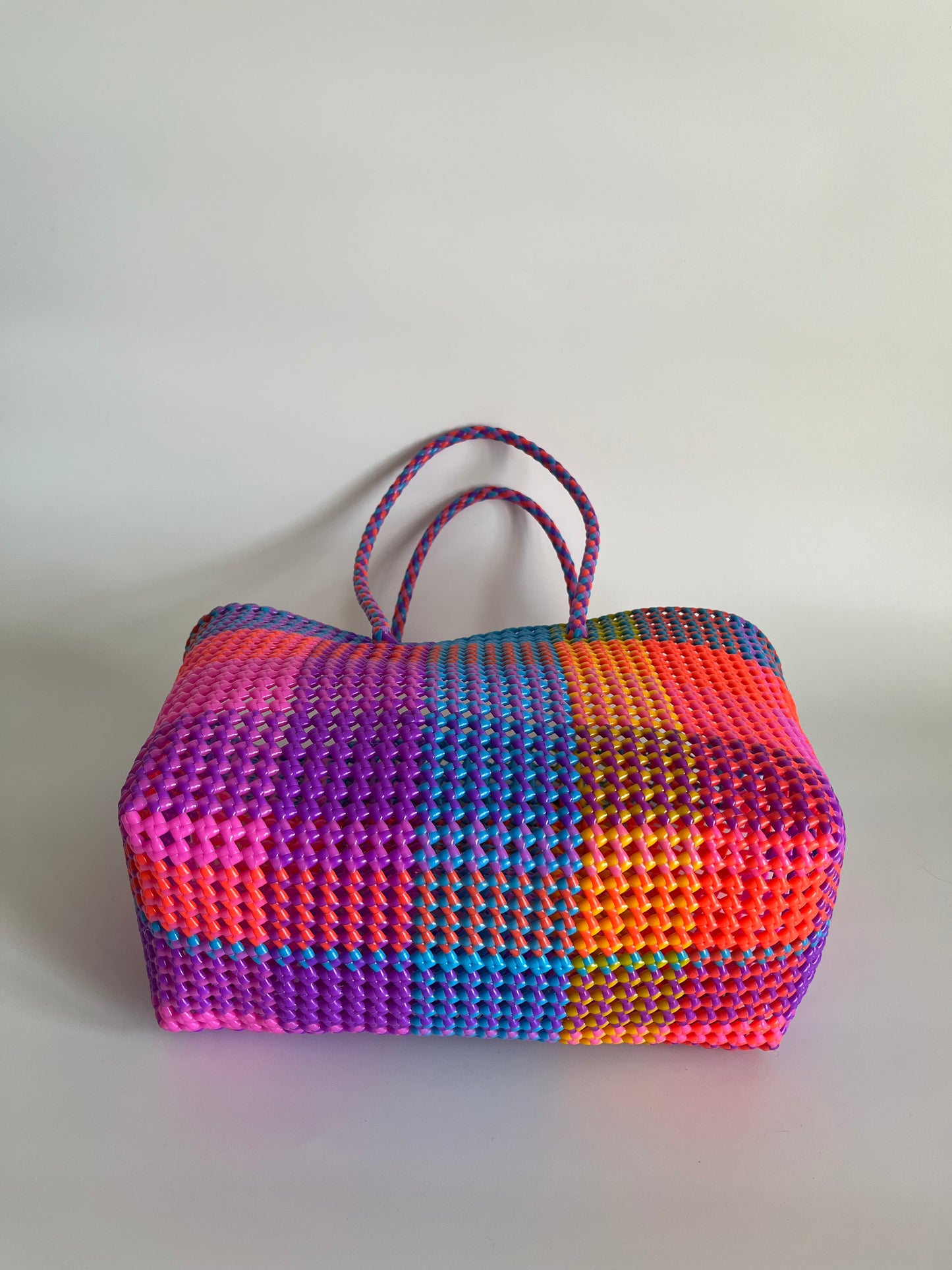 N°482L - SAC CABAS TRESSÉ MAIN - GRAND - multicolors