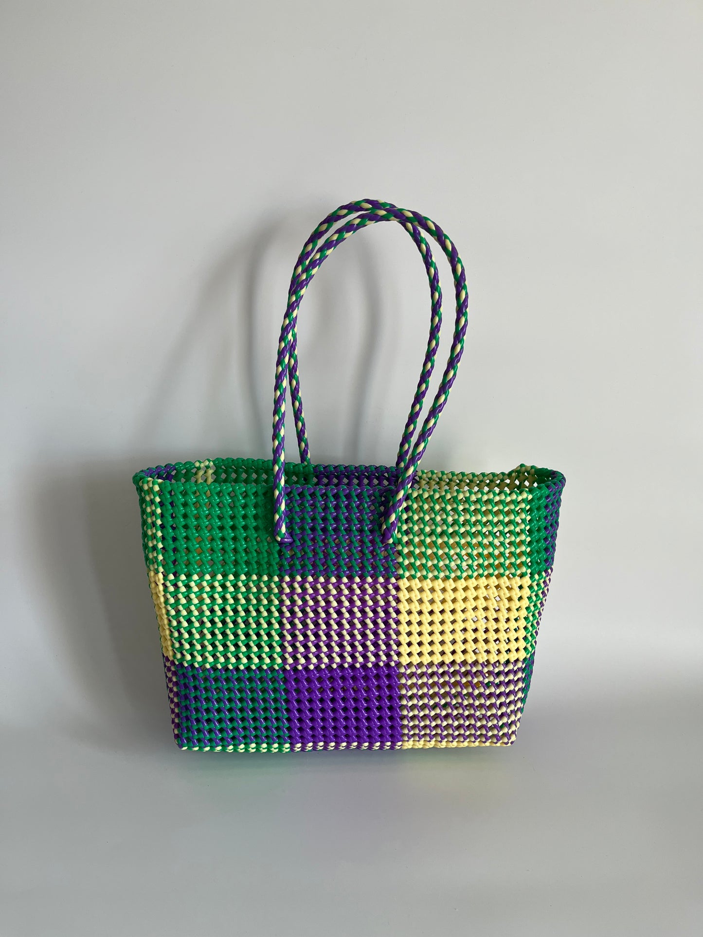 N°481L - SAC CABAS TRESSÉ MAIN - GRAND - multicolors