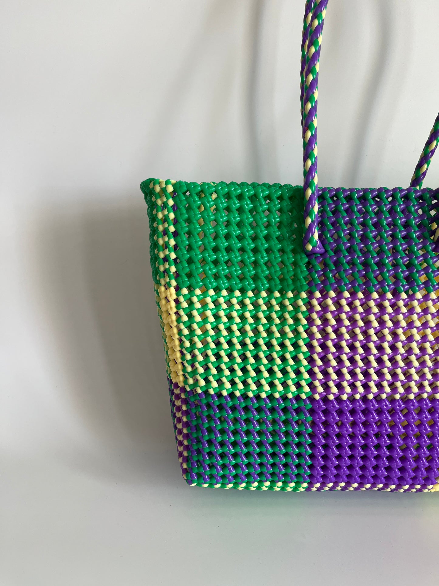 N°481L - SAC CABAS TRESSÉ MAIN - GRAND - multicolors