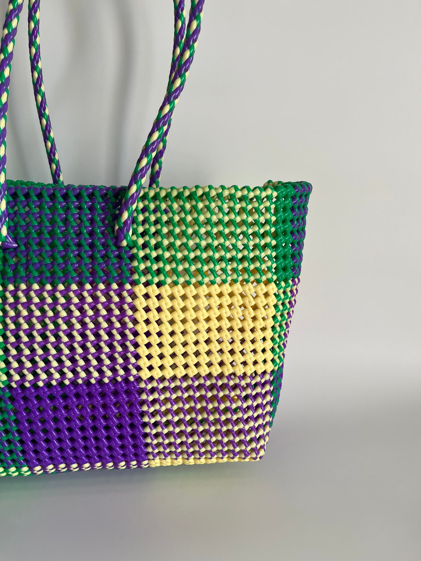 N°481L - SAC CABAS TRESSÉ MAIN - GRAND - multicolors