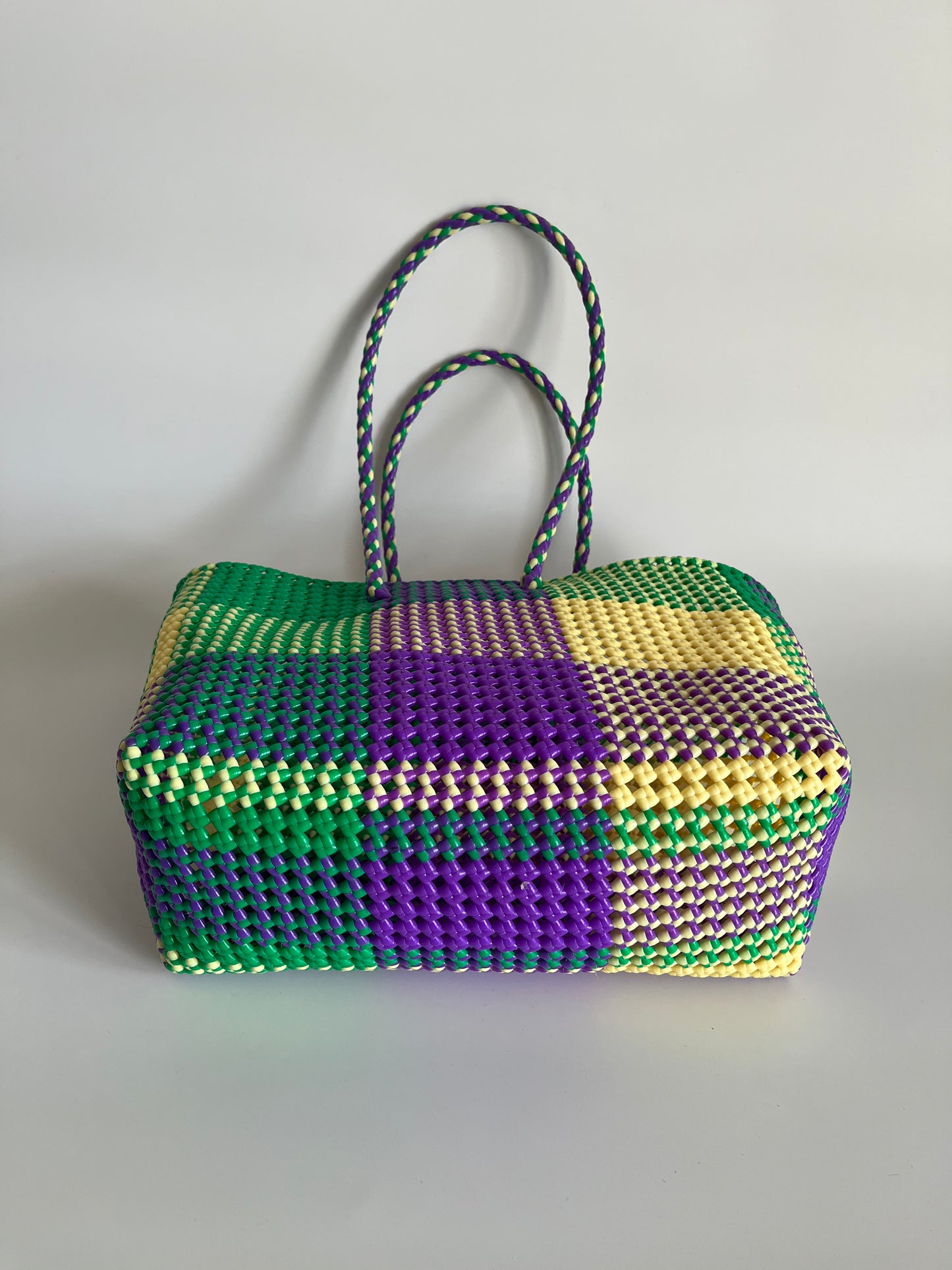 N°481L - SAC CABAS TRESSÉ MAIN - GRAND - multicolors