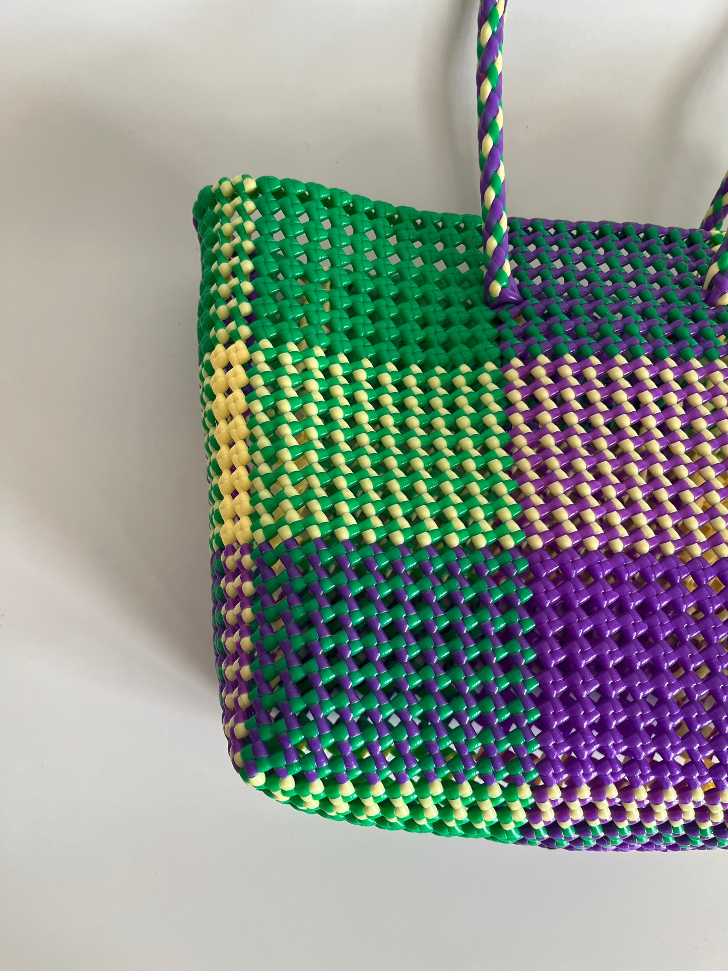 N°481L - SAC CABAS TRESSÉ MAIN - GRAND - multicolors