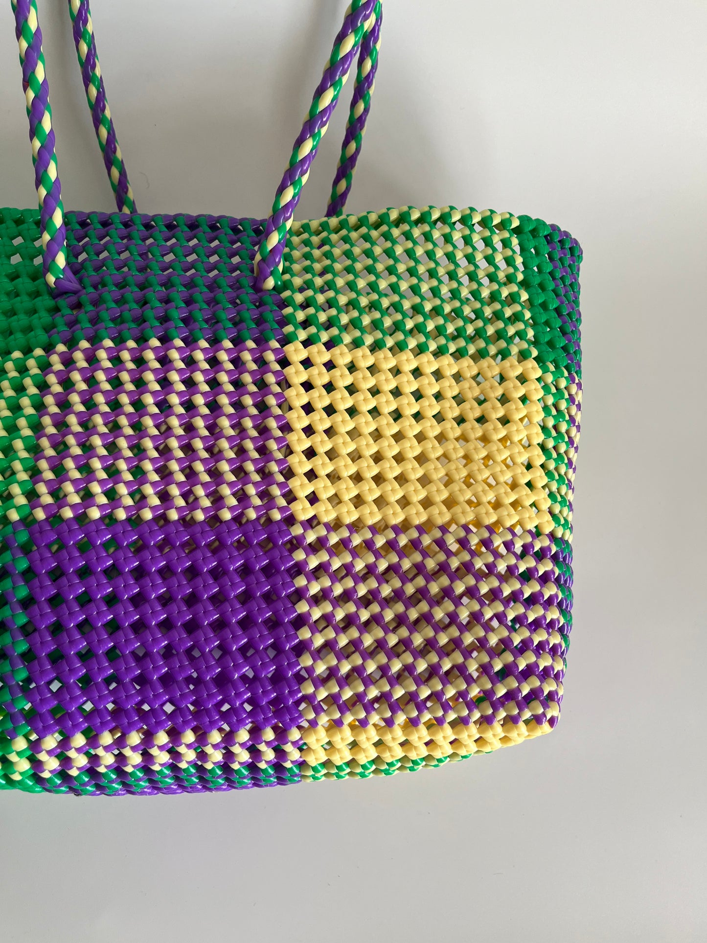 N°481L - SAC CABAS TRESSÉ MAIN - GRAND - multicolors