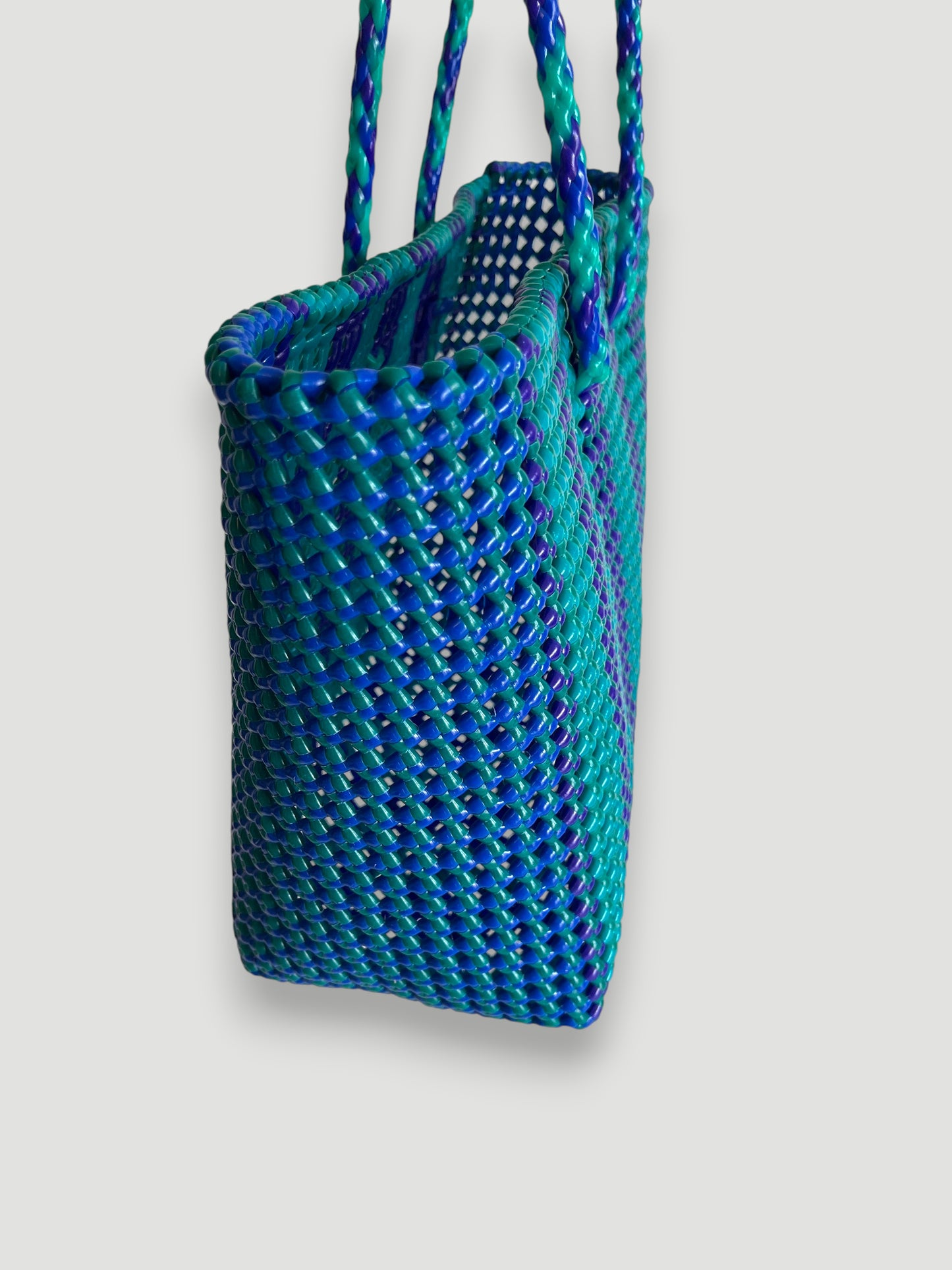 N°479L - SAC PANIER TRESSÉ MAIN - GRAND - multicolors