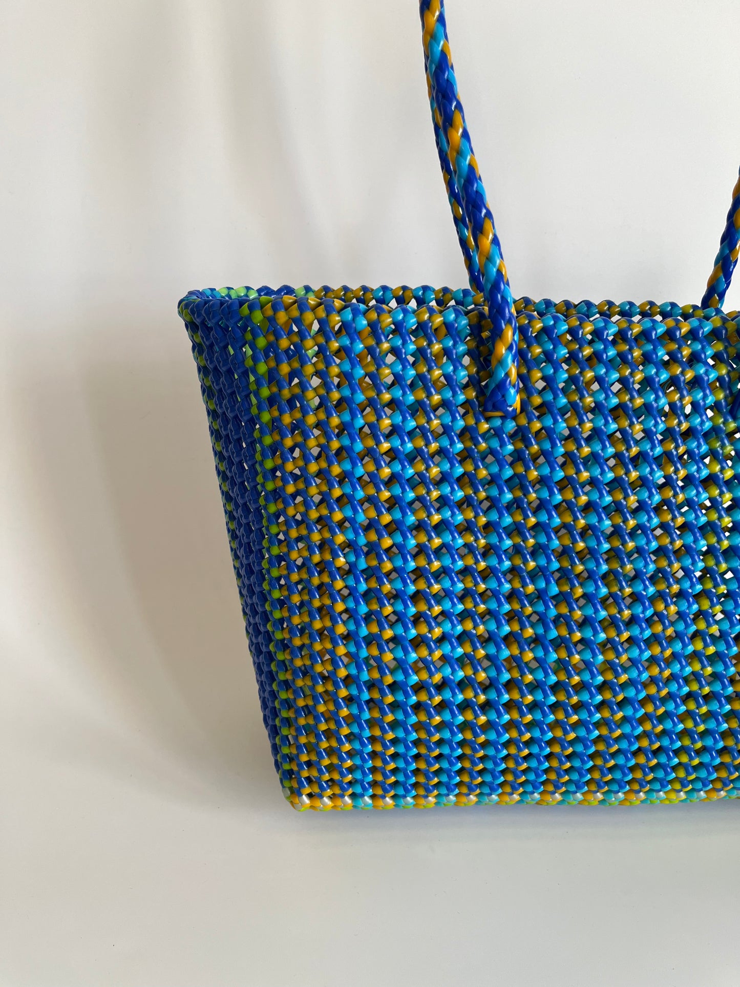 N°478L - SAC CABAS TRESSÉ MAIN - GRAND - multicolors