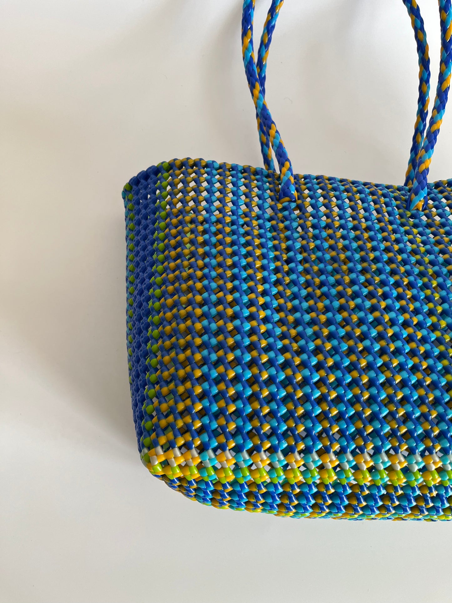 N°478L - SAC CABAS TRESSÉ MAIN - GRAND - multicolors