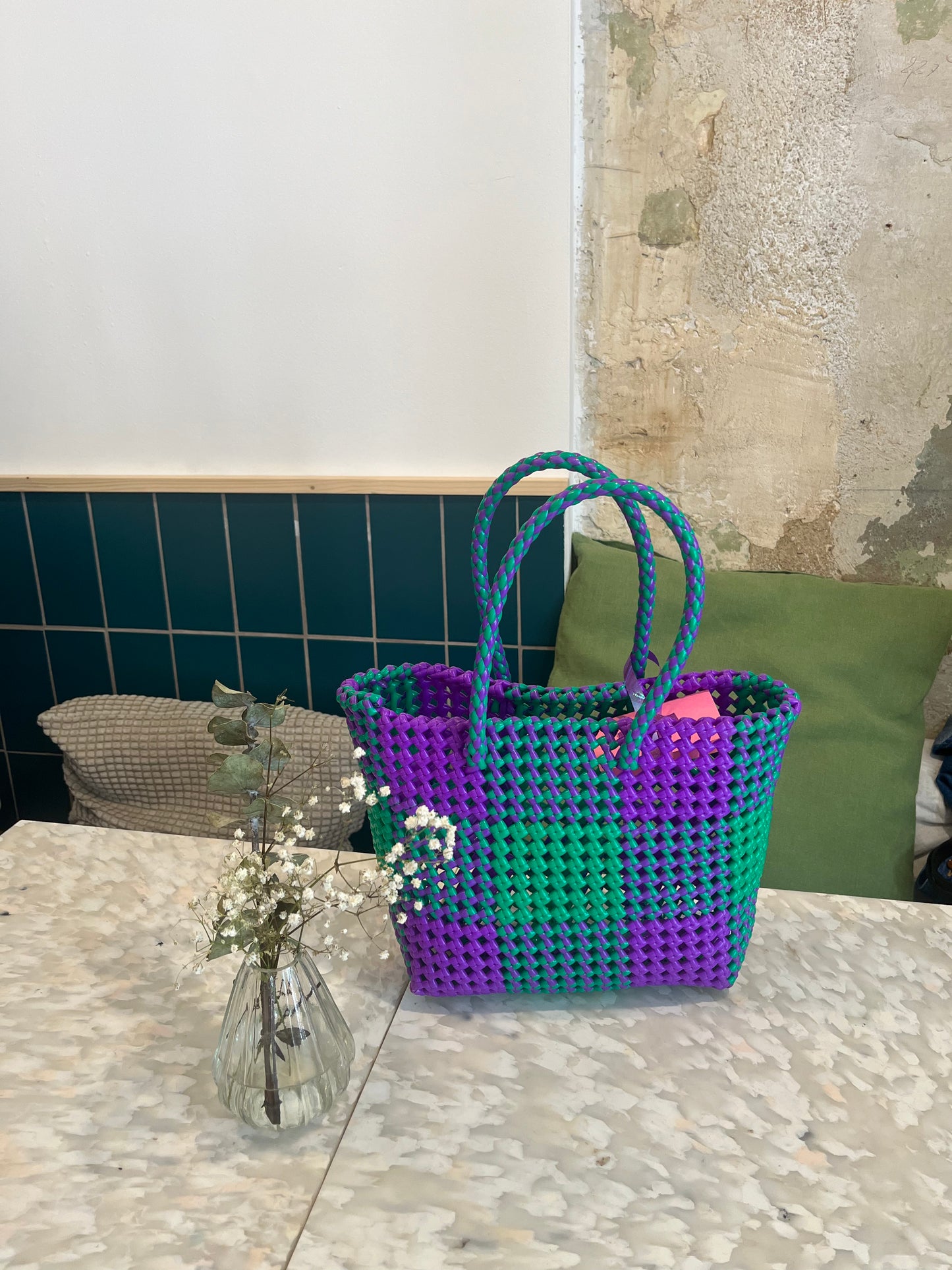 N°3S - SAC COLORÉ - PETIT - violet & turquoise