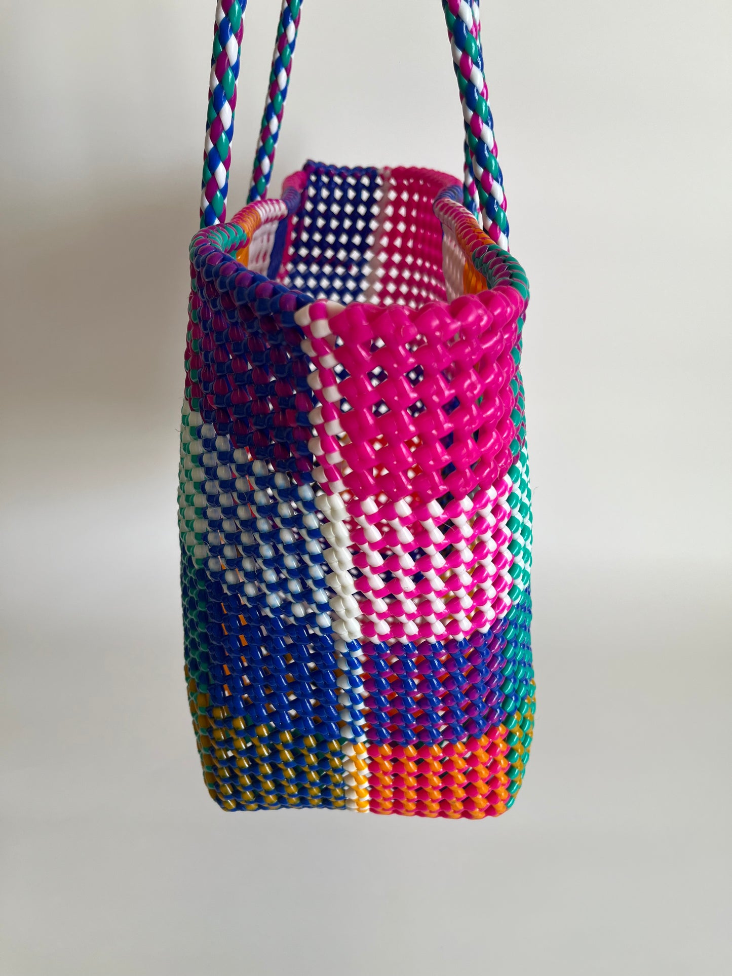 N°476L - SAC CABAS TRESSÉ MAIN - GRAND - multicolors
