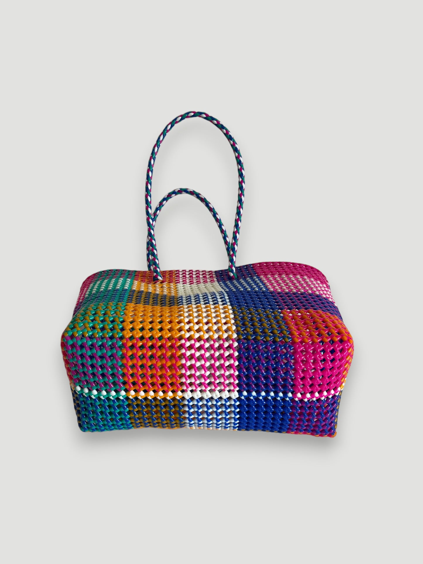 N°476L - SAC PANIER TRESSÉ MAIN - GRAND - multicolors