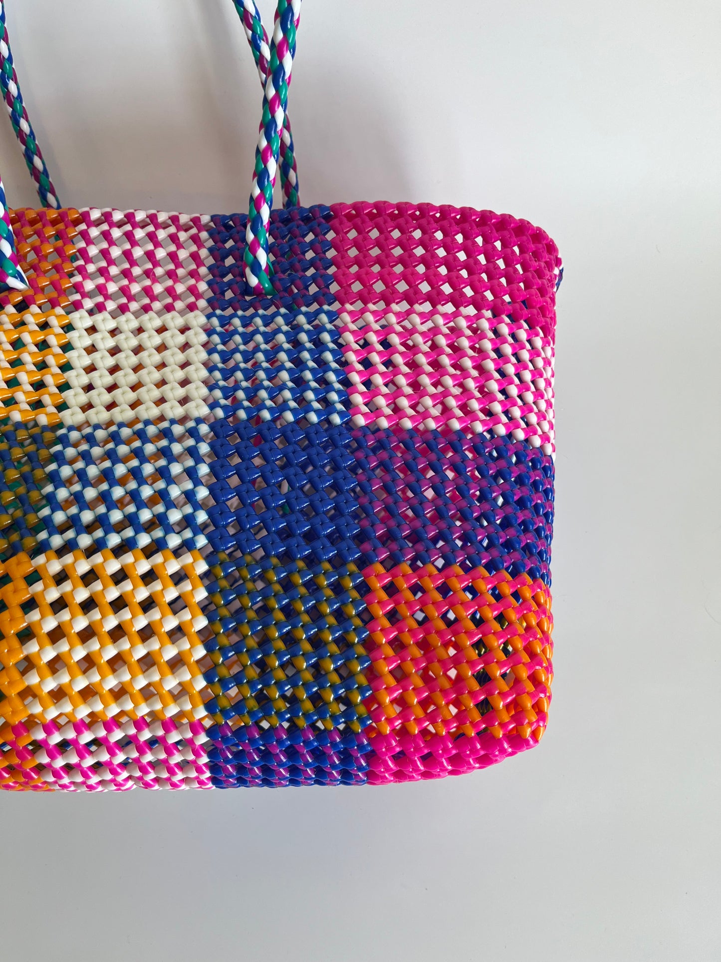N°476L - SAC CABAS TRESSÉ MAIN - GRAND - multicolors